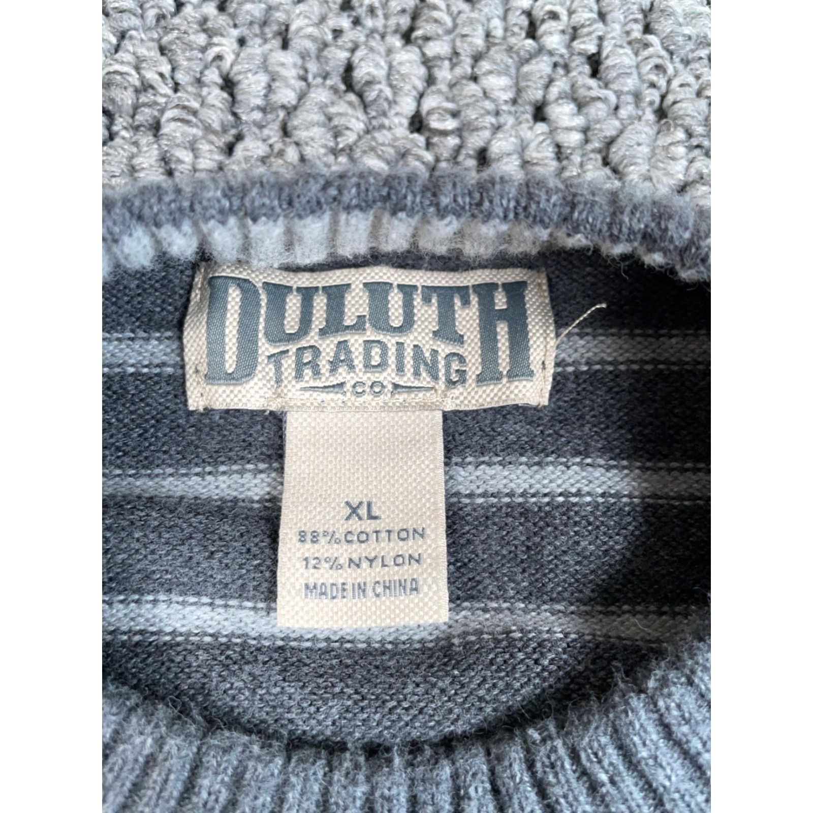 Vintage DULUTH Cotton Blend Chunky Knit Striped Sweater Adult XL Gray Crewneck Mens Size US XL / EU 56 / 4 - 3 Thumbnail