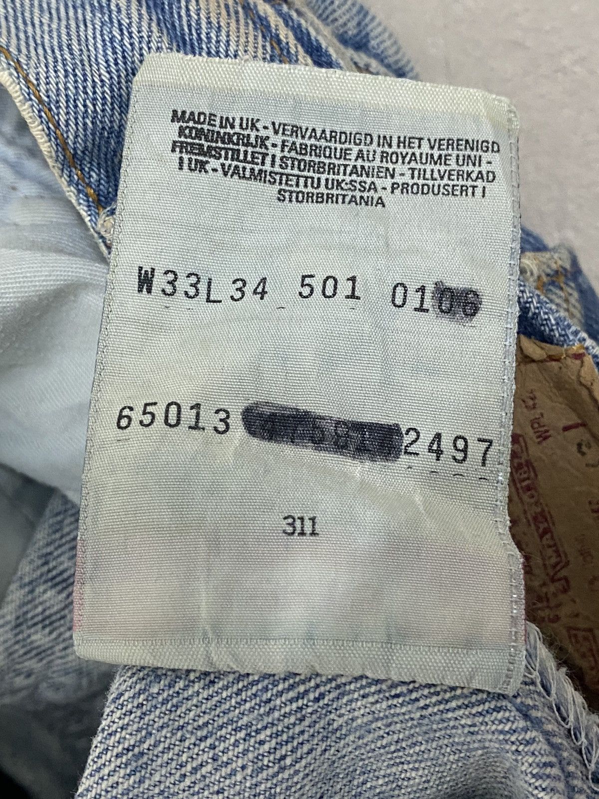 Levi's Vintage 90s Levis 501 Button Fly 311 Distressed Light Blue Size US 31 - 24 Thumbnail