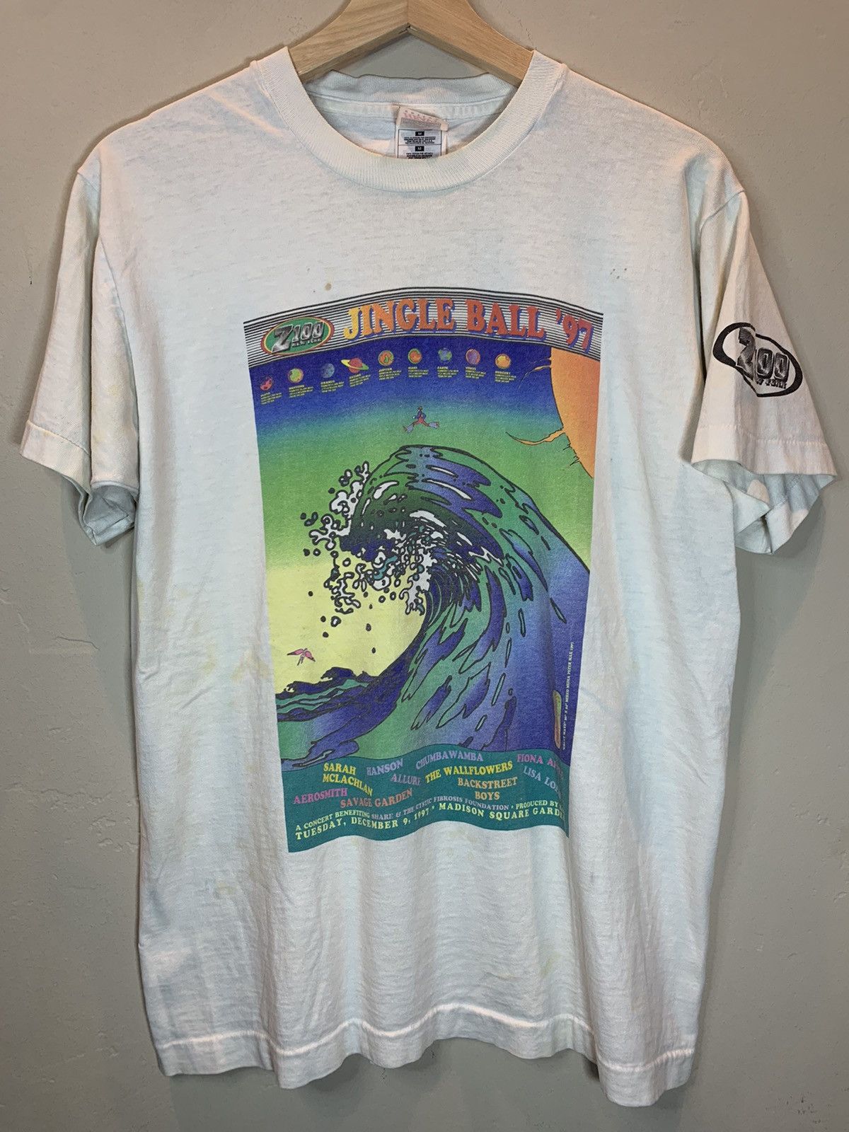 Band Tees × Vintage RARE* Vintage 1997 Jingle Ball Peter Max Concert Art T-Shirt Size US M / EU 48-50 / 2 - 1 Thumbnail