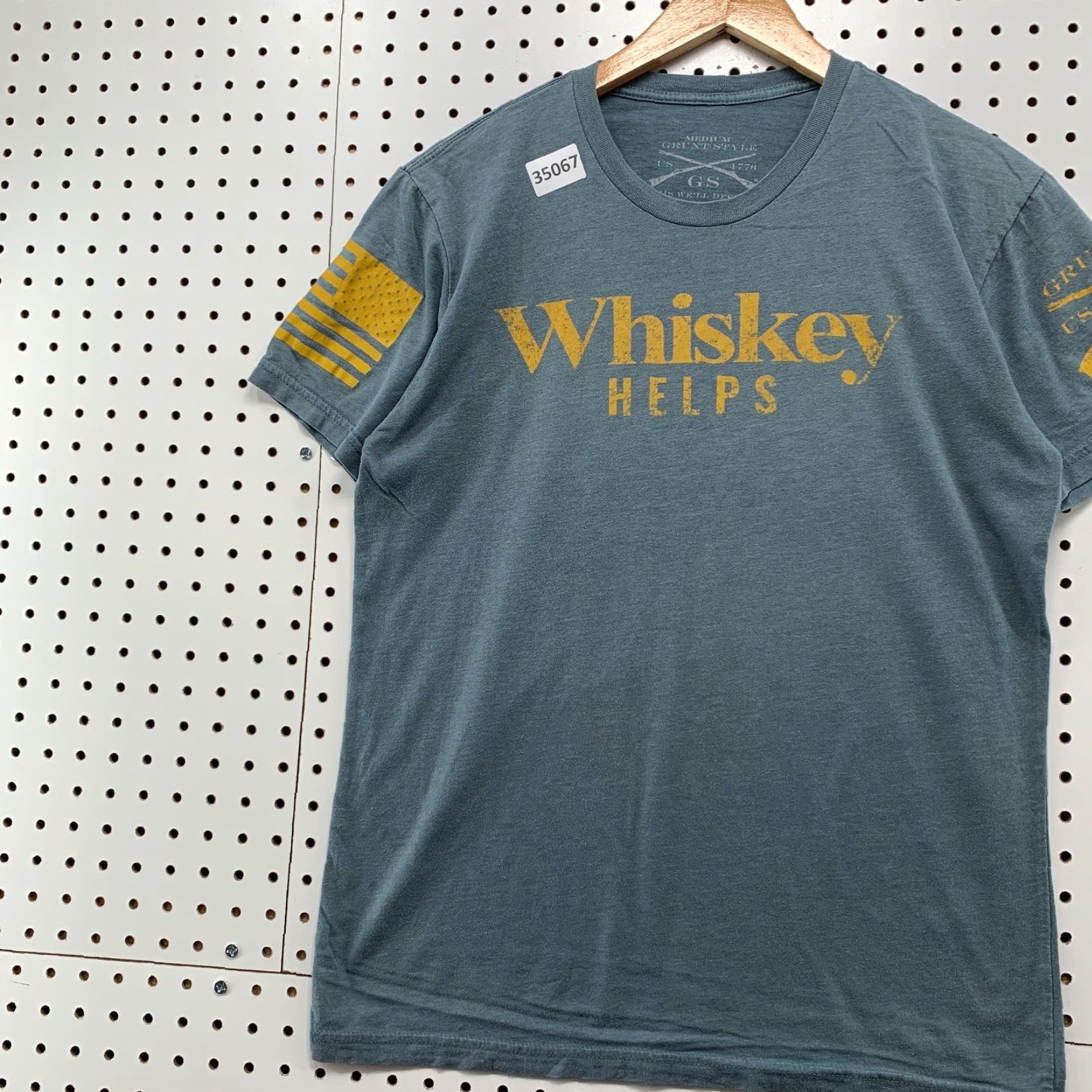Vintage Grunt Style Shirt Mens M Gray Whisky Help USA Flag Army Shirt 19x27 Size US M / EU 48-50 / 2 - 3 Thumbnail