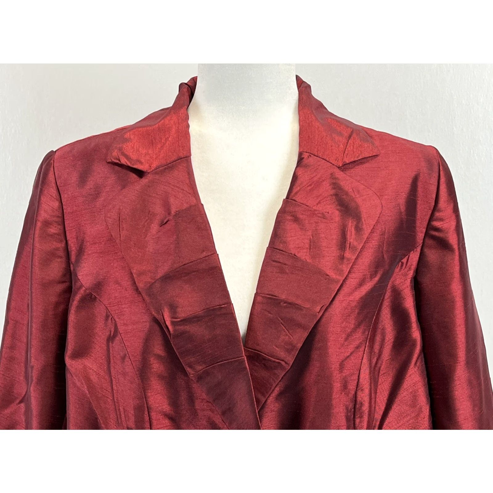 Vintage Lane Bryant Blazer Suit Jacket 18 Plus Womens Red Sheen Single Button Holiday Jacket Women Blazer Suit Red Size XXL / US 16-18 / IT 52-54 - 3 Thumbnail