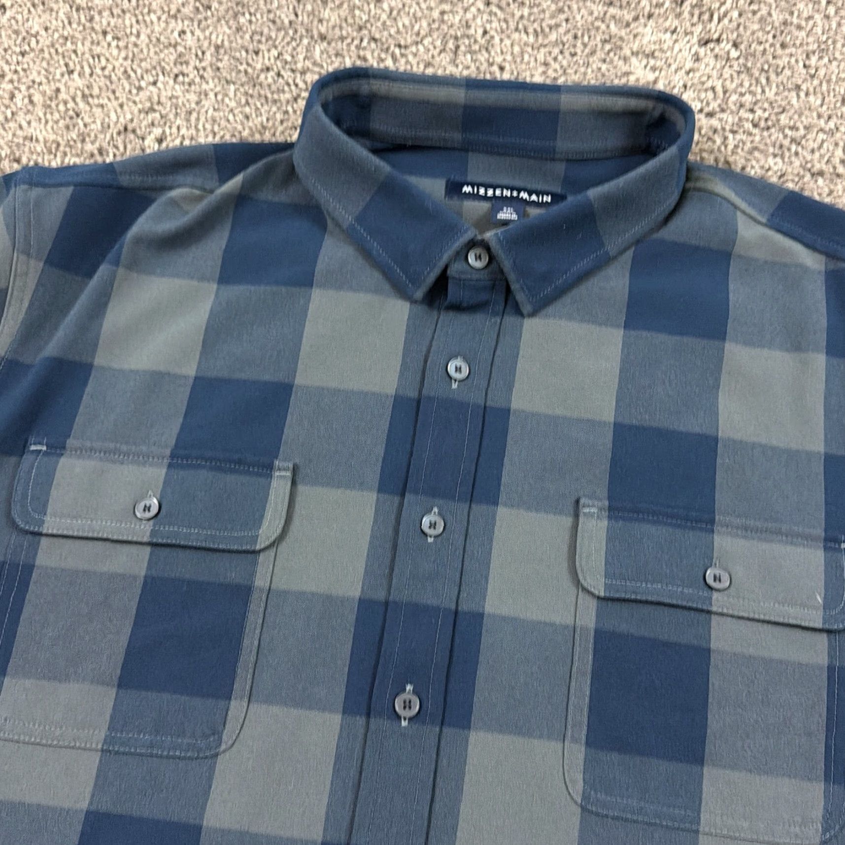Mizzen+Main Mizzen+Main Shirt Mens M Blue Plaid Long Sleeve Casual Pockets Stretch Button-Up Size US M / EU 48-50 / 2 - 2 Thumbnail