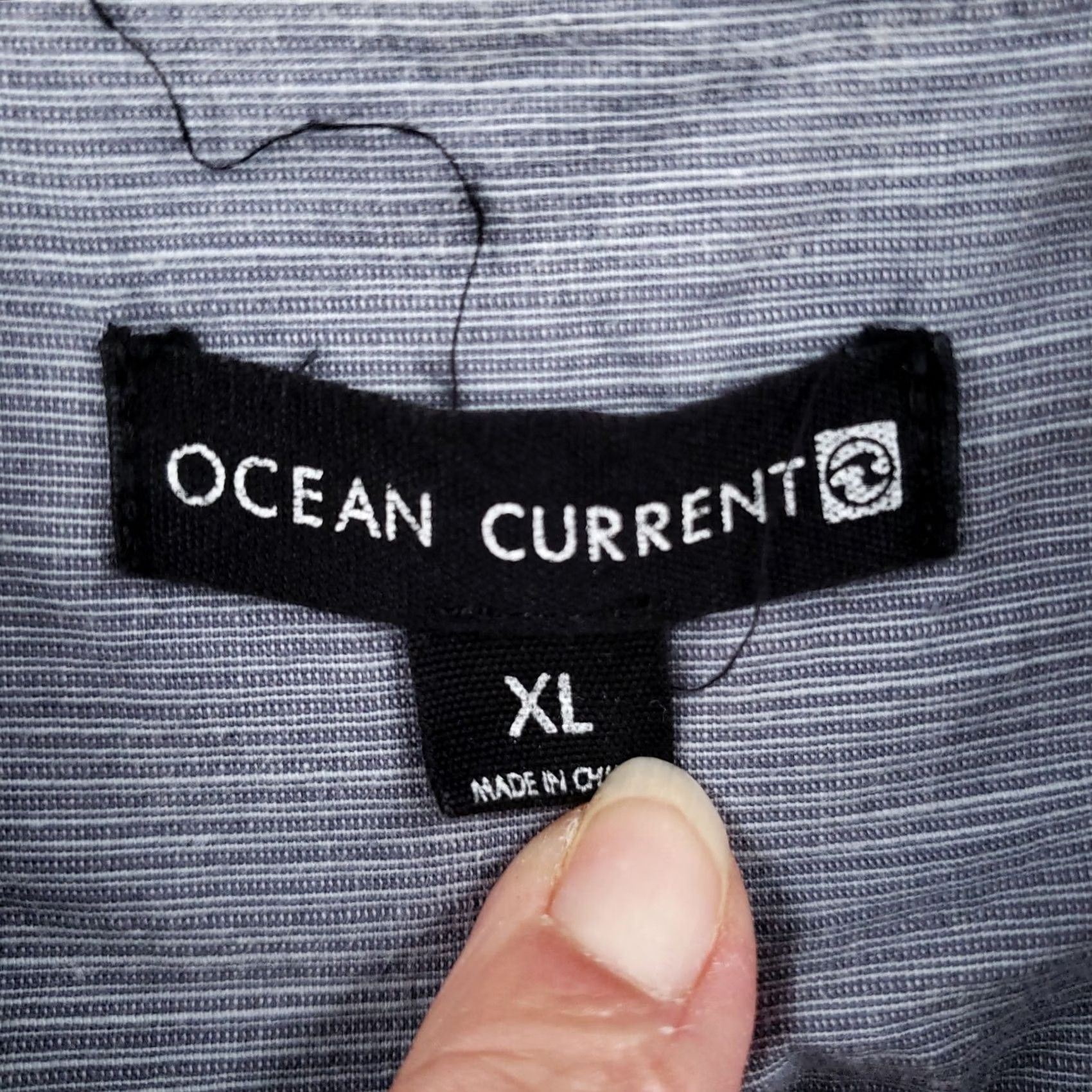 Vintage Ocean Current Shirt Mens XL Button-Up Blue/Grey Pockets Long Sleeves Cotton Casual Workwear Size US XL / EU 56 / 4 - 3 Thumbnail