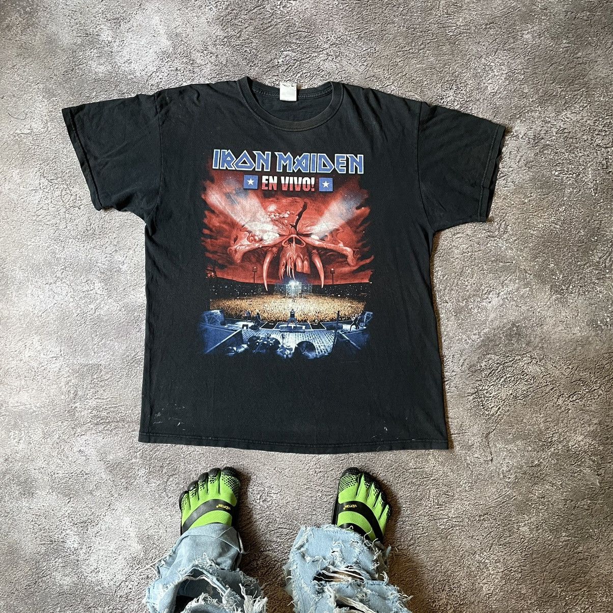 Vintage Vintage 90s Iron Maiden Band Tee Graphic Punk Grunge Slim L Size US L / EU 52-54 / 3 - 1 Thumbnail