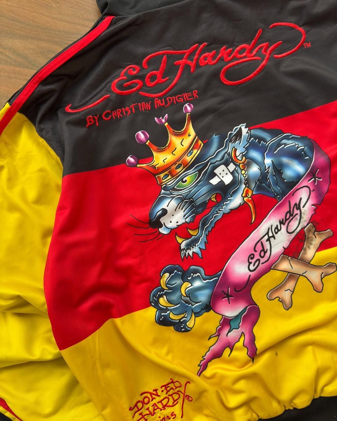 Christian Audigier × Ed Hardy 90's Ed Hardy Black Panther Embroidery Varsity Jacket Size US M / EU 48-50 / 2 - 3 Thumbnail