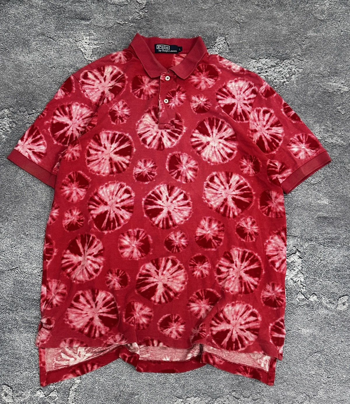 Vintage VIntage Ralph Lauren Tie-Dye Red Polo Shirt Mens Size L Size US L / EU 52-54 / 3 - 1 Thumbnail