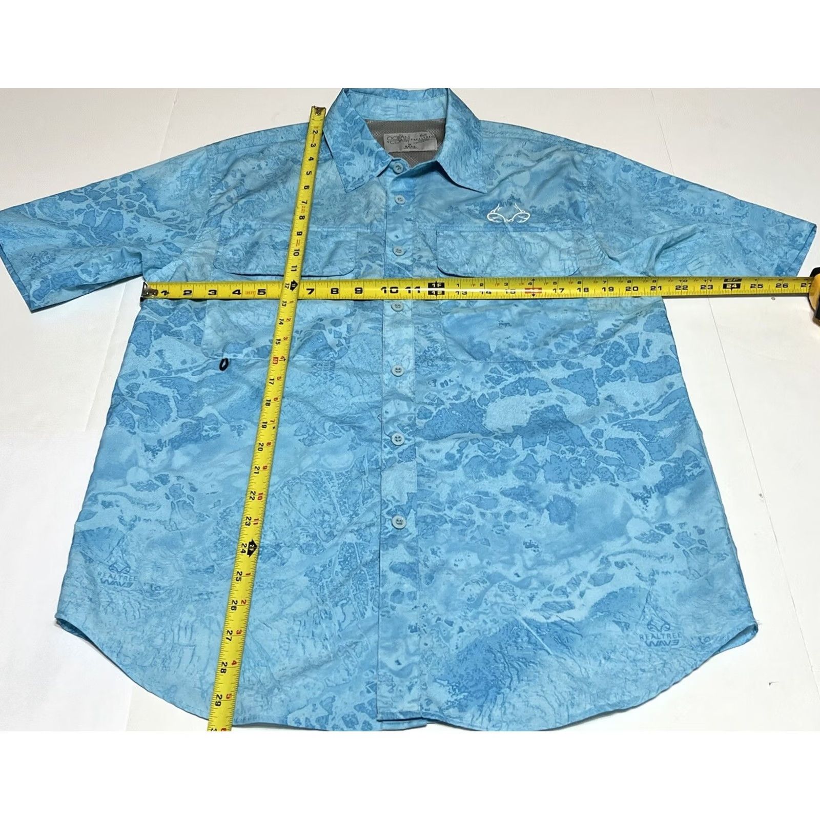 Realtree Realtree Ocean+Coast Mens M Blue Camouflage Print Short Sleeve Button-Up Shirt Size US M / EU 48-50 / 2 - 4 Thumbnail