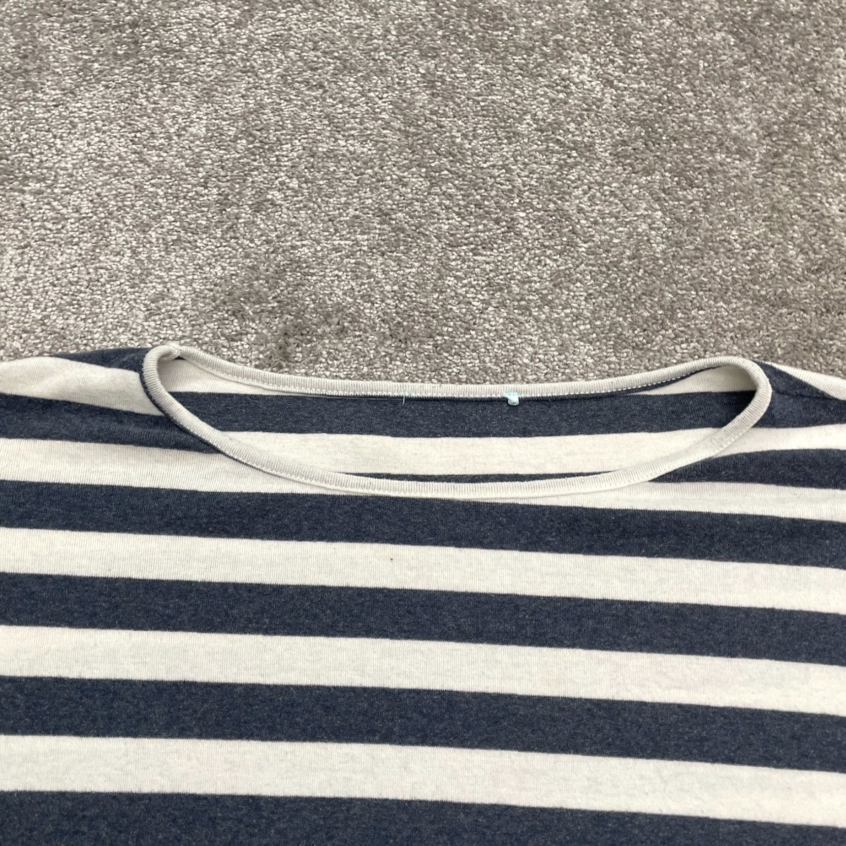 Vintage Unbranded Blouse Womens One Size Blue White Striped Crew Dolman Sleeve Casual Size ONE SIZE - 4 Thumbnail