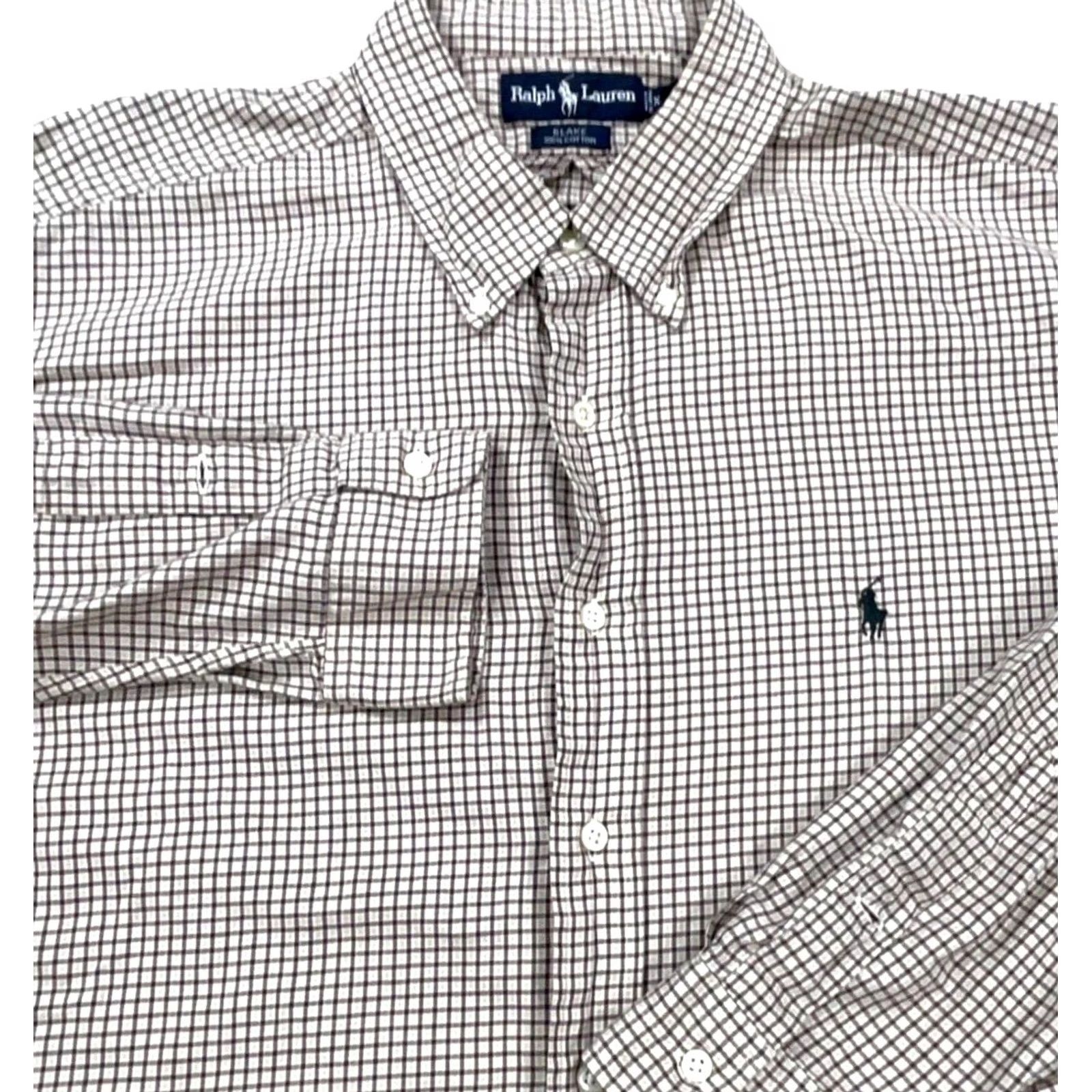 Ralph Lauren Ralph Lauren Shirt Men 2XL Brown Button-Up Plaid Oxford Casual Dress Vintage: No (adjusted) Size 48R - 2 Thumbnail