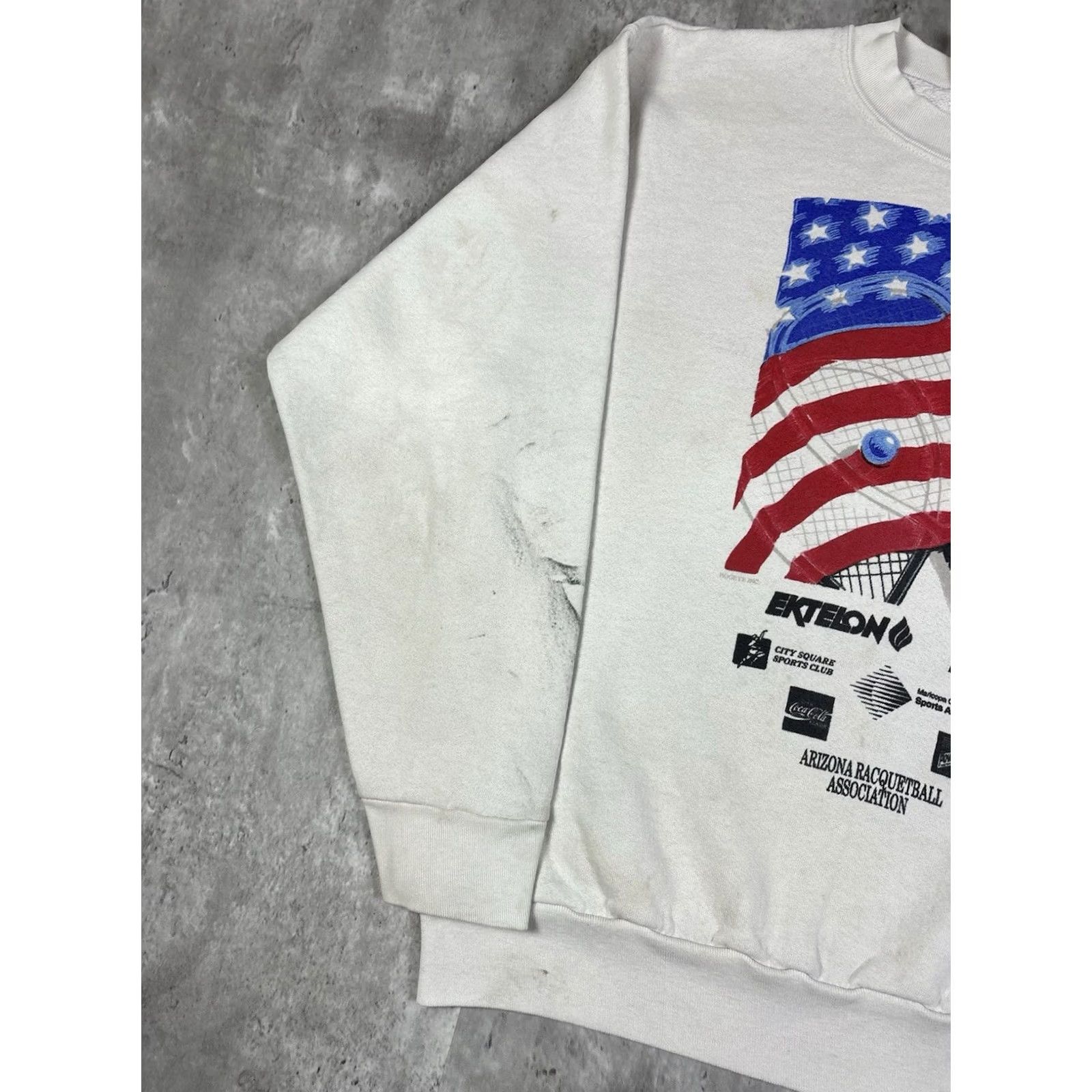 Vintage VINTAGE 90s Tennis National Championship Pullover Sweatshirt Mens Size L White Cotton Fleece Logo USA Retro 90s Size US XL / EU 56 / 4 - 3 Thumbnail