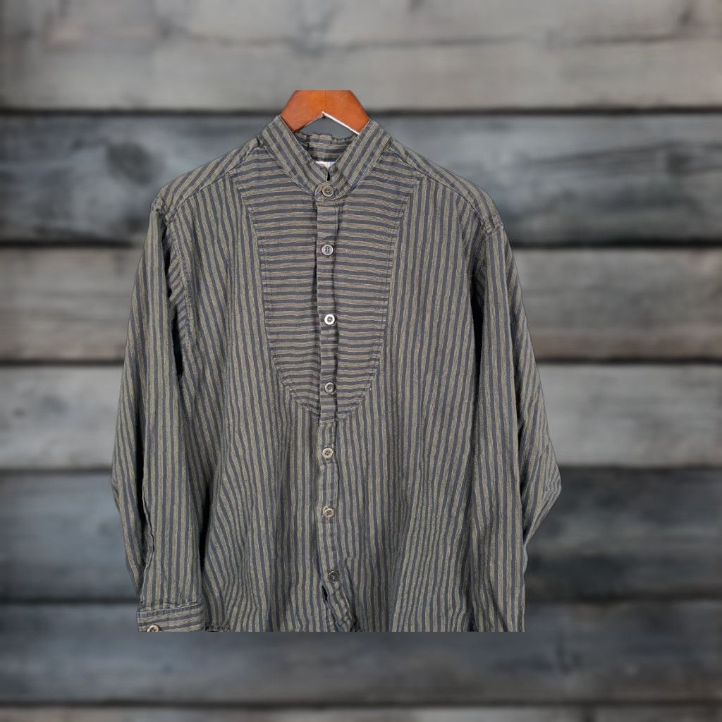 Vintage VINTAGE Wah Maker Men's Button-Up Shirt Casual Long Sleeve Cotton Blue Yellow Striped 90s Western Rodeo Large Size US L / EU 52-54 / 3 - 1 Thumbnail