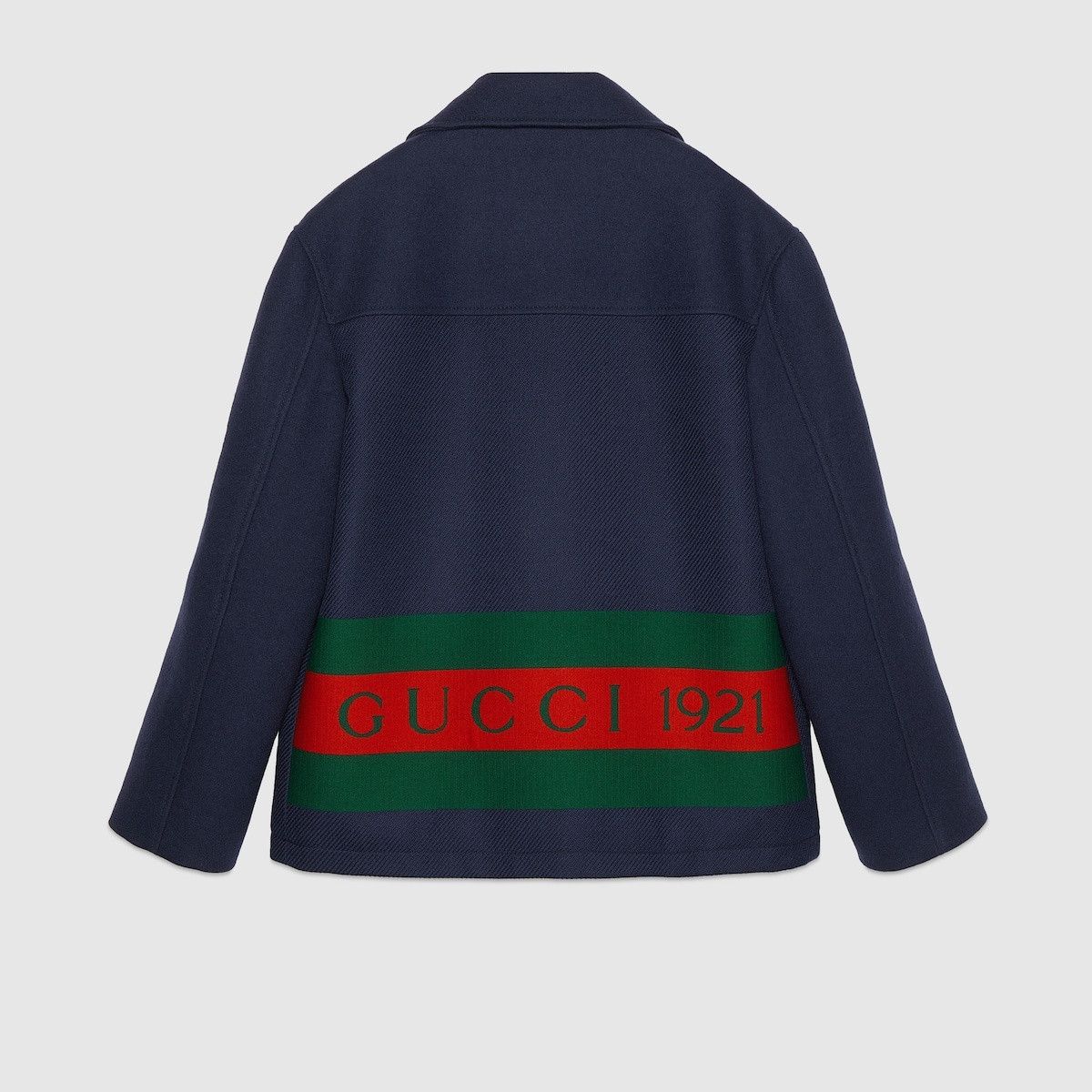Gucci o1mt1gz0425 Wool Jacket With Web in Dark Blue Size US L / EU 52-54 / 3 - 8 Thumbnail