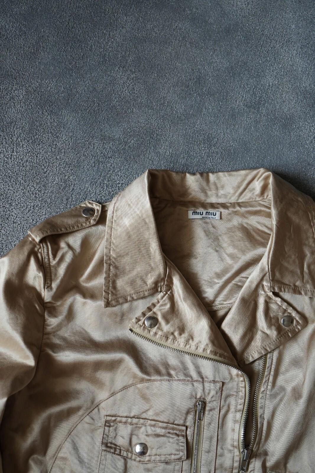 Miu Miu 2000`s Miu Miu Light Biker Jacket Beige Vintage Women Size M Size M / US 6-8 / IT 42-44 - 8 Thumbnail