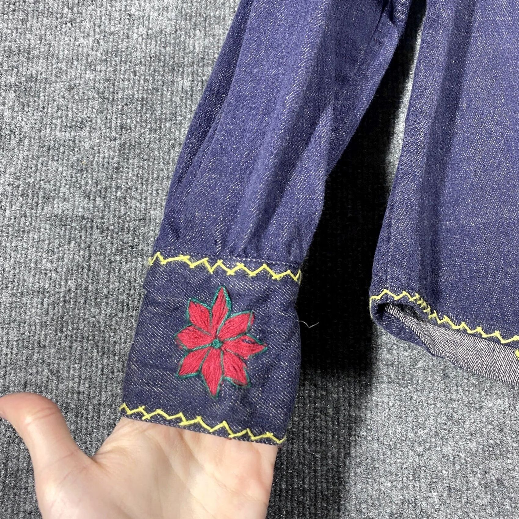 Denime VINTAGE Hippie Denim Shirt Womens Small India 60s 70s Indigo Boho Hippie Look Shirt Mens Womens Girls Boys Size S / US 4 / IT 40 - 5 Thumbnail