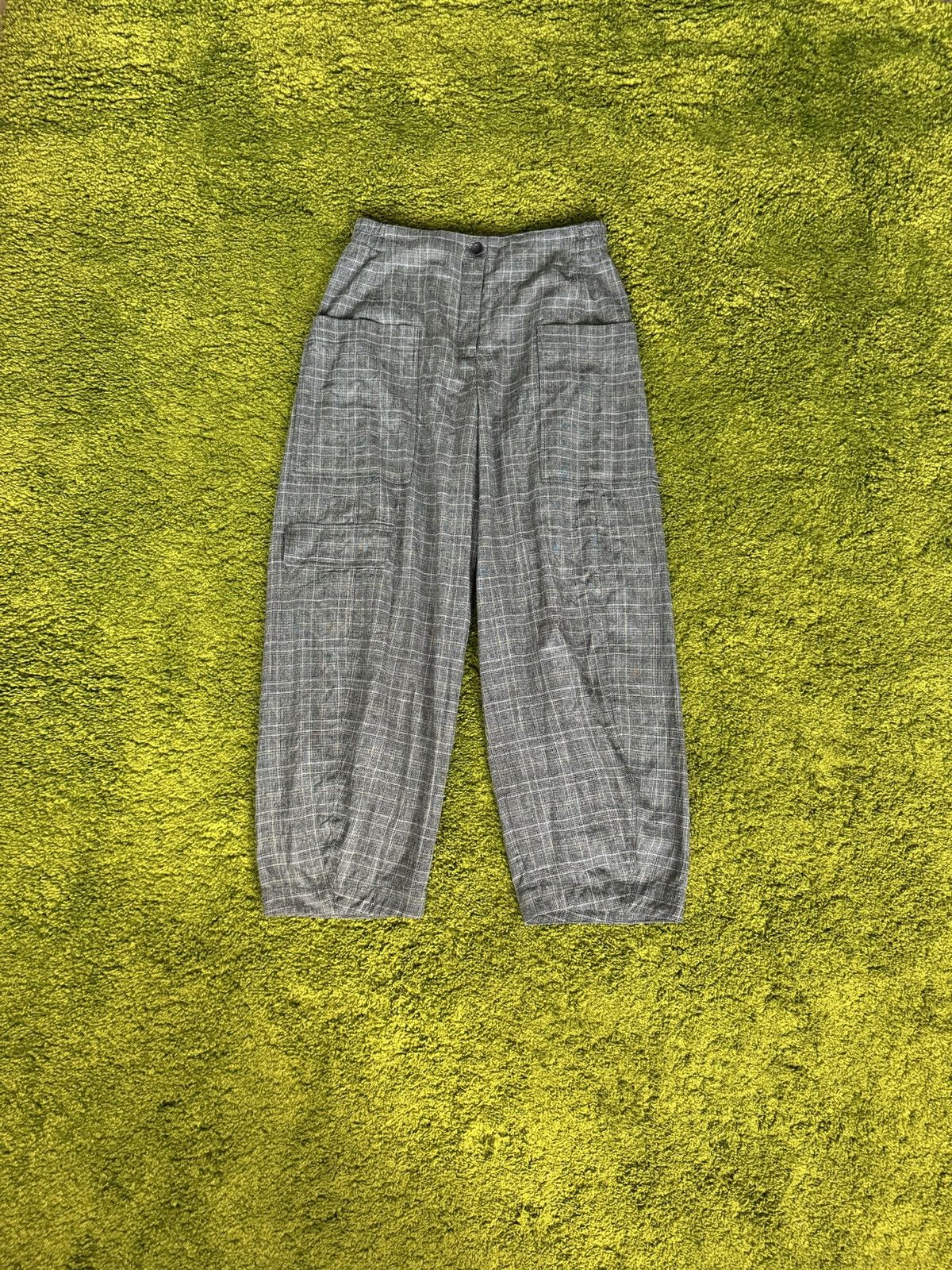 Designer Oska checkered wool blend wide leg samurai pants Size US 30 / EU 46 - 1 Thumbnail