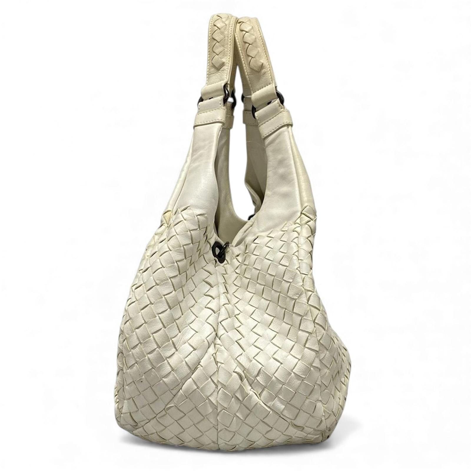 Bottega Veneta Bottega Veneta - White Woven Leather Shoulder Bag Size ONE SIZE - 3 Thumbnail