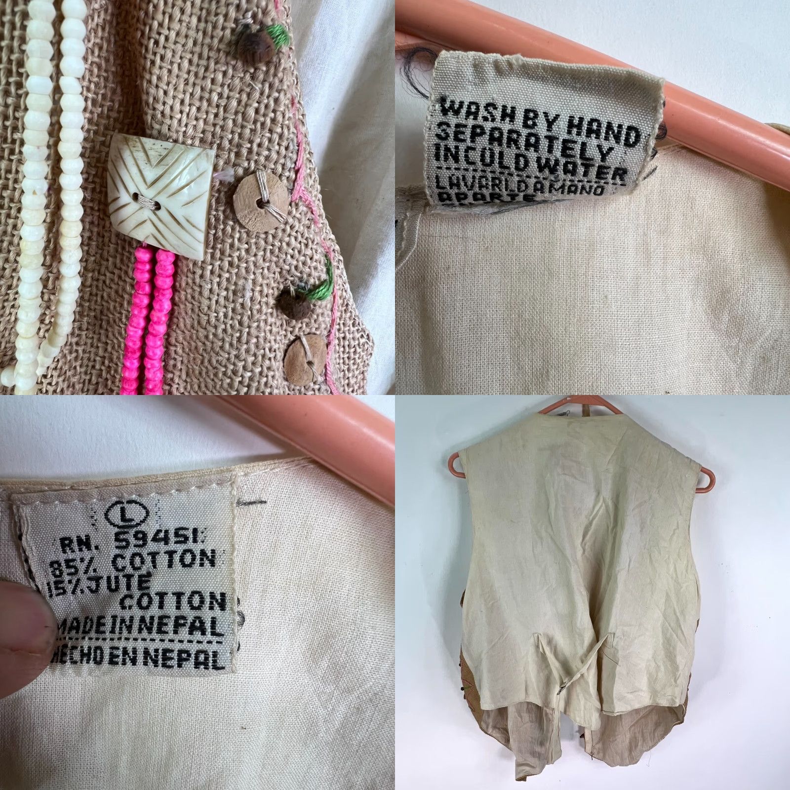 Vintage VINTAGE Jane Ashley Nepal Beaded Embroidered Vest Womens JR Size L Open Beige Size L / US 10 / IT 46 - 8 Thumbnail