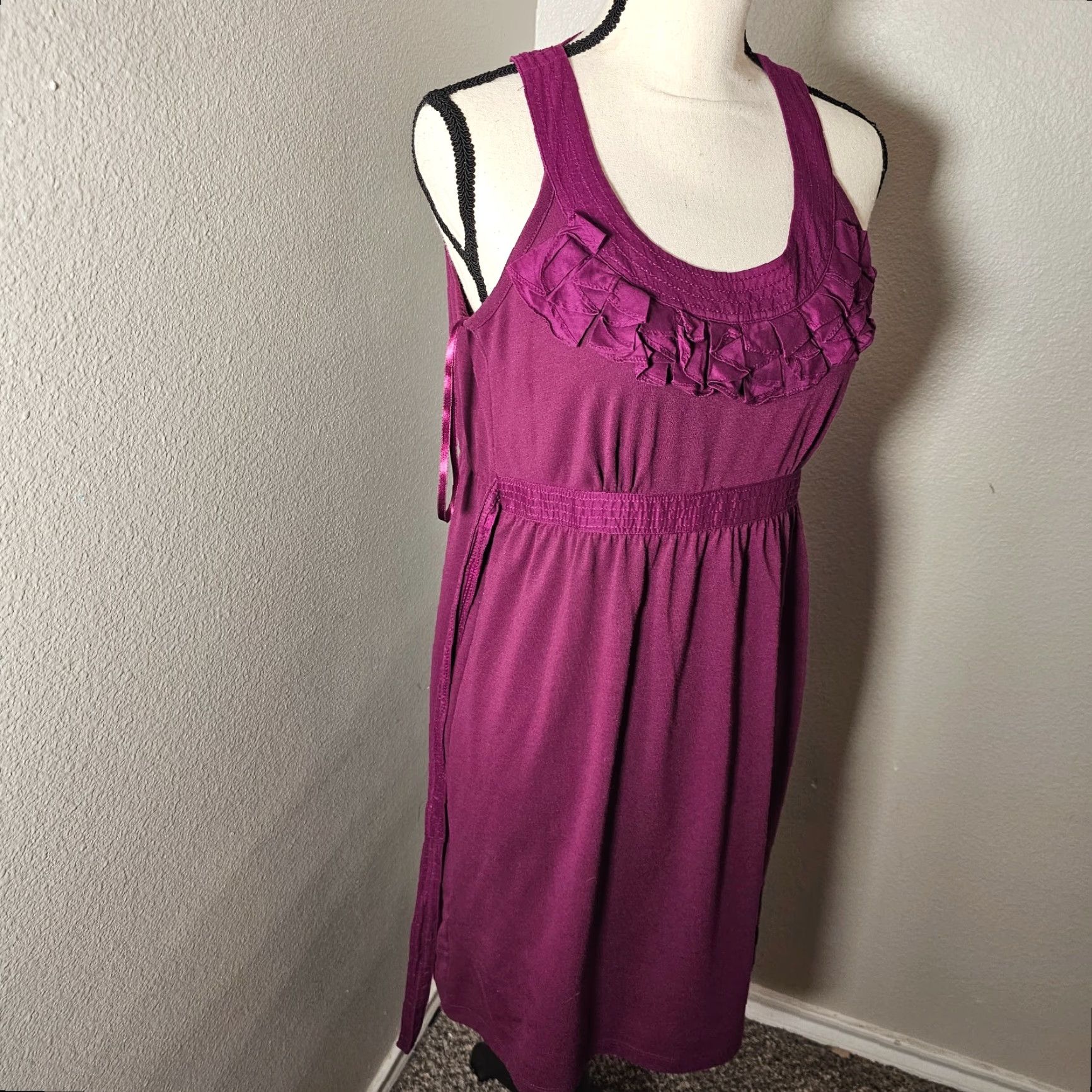 Loft Ann Taylor Loft Petite 4P Purple Sleeveless Blouse Tie Strands Casual Size S / US 4 / IT 40 - 2 Thumbnail