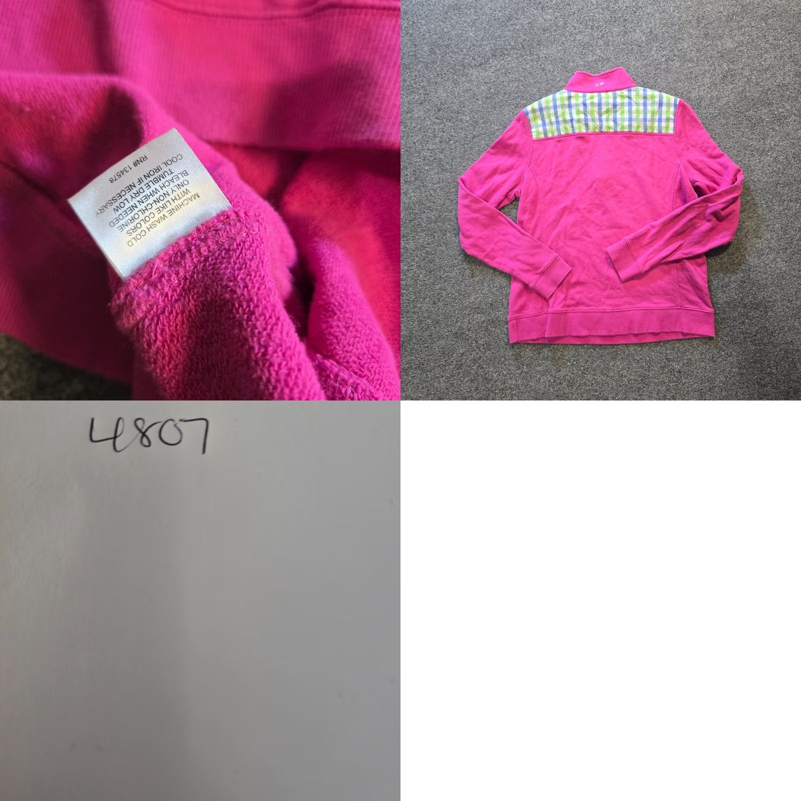 Vineyard Vines Vineyard Vines Sweater Womens Size Medium Pink 1/4 Zip Plaid Trim Casual Preppy Size M / US 6-8 / IT 42-44 - 8 Thumbnail
