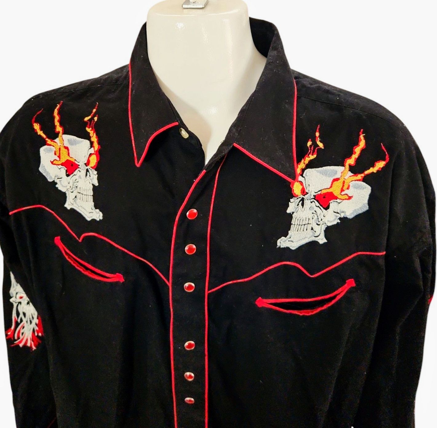 Rockmount Ranch Wear ROCKMOUNT Ranch Wear MEN'S FLAMING SKULL embroidered WESTERN Size US XXL / EU 58 / 5 - 6 Thumbnail