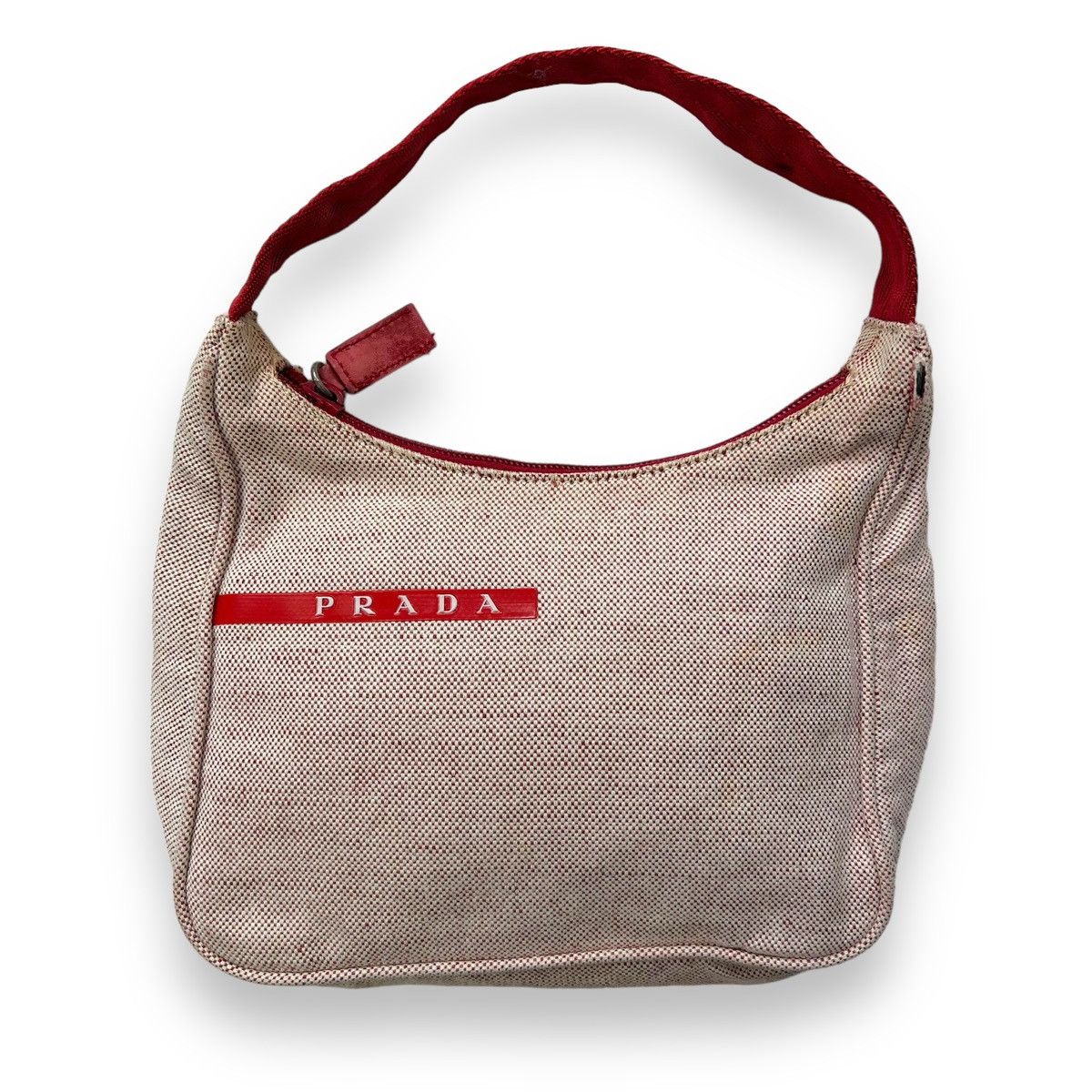 image of Prada Red Canvas Shoulder Bag, Women's