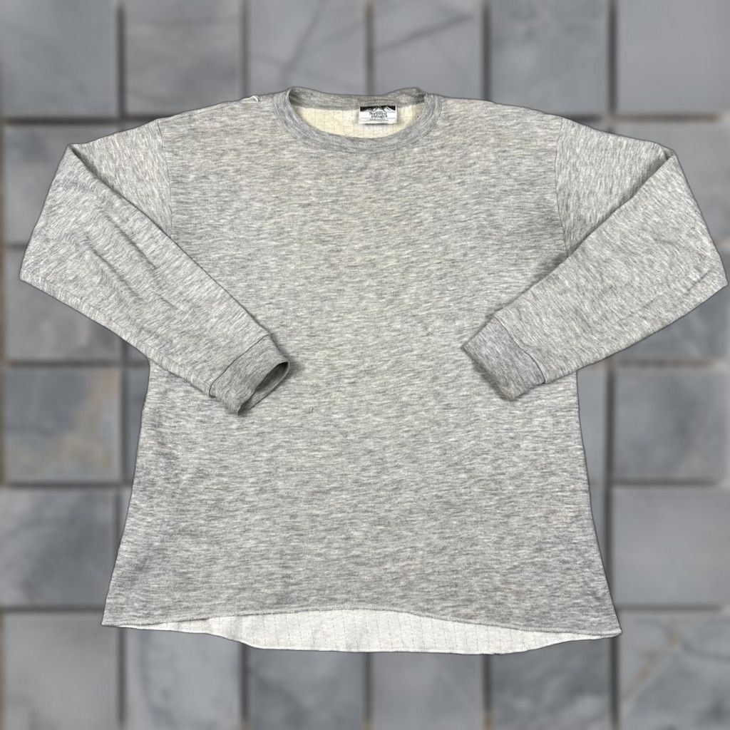 Layer 8 VINTAGE Northwest Passage Thermal Shirt Mens L Gray Distressed Base Layer 80s Outdoor Ski Cotton Polyester Wool Crew Neck Long Sleeve Size US L / EU 52-54 / 3 - 1 Thumbnail