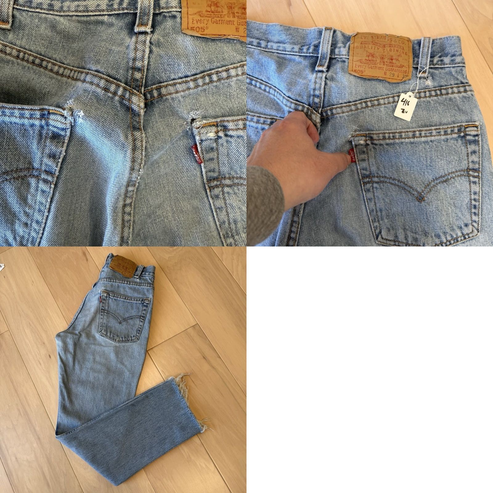 Levi's VINTAGE Levi's 505 Jeans 28 Blue Distressed Light Wash Straight Leg Denim Regular Waist 28 Men USA Western 80s Outfit Size US 28 / EU 44 - 8 Thumbnail