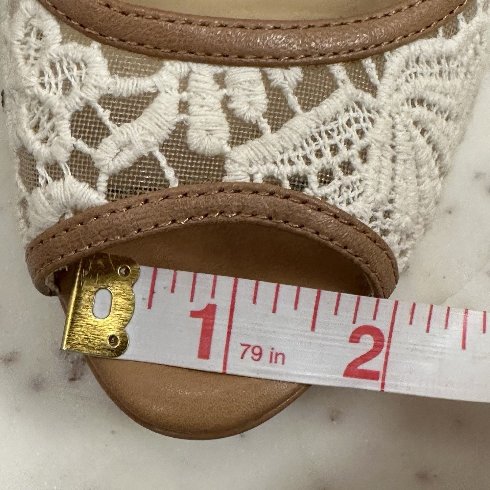 Other Antonio Melani 7.5 Cream Lace Peep-Toe Heels Bridal Boho Size US 7.5 / IT 37.5 - 14 Thumbnail