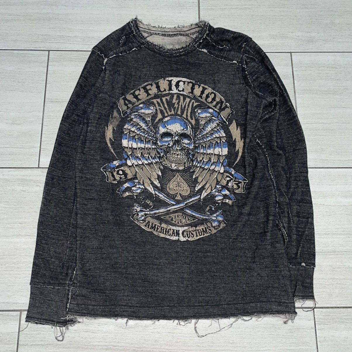 Affliction Chrome Skull and Bones Reversible Longsleeve