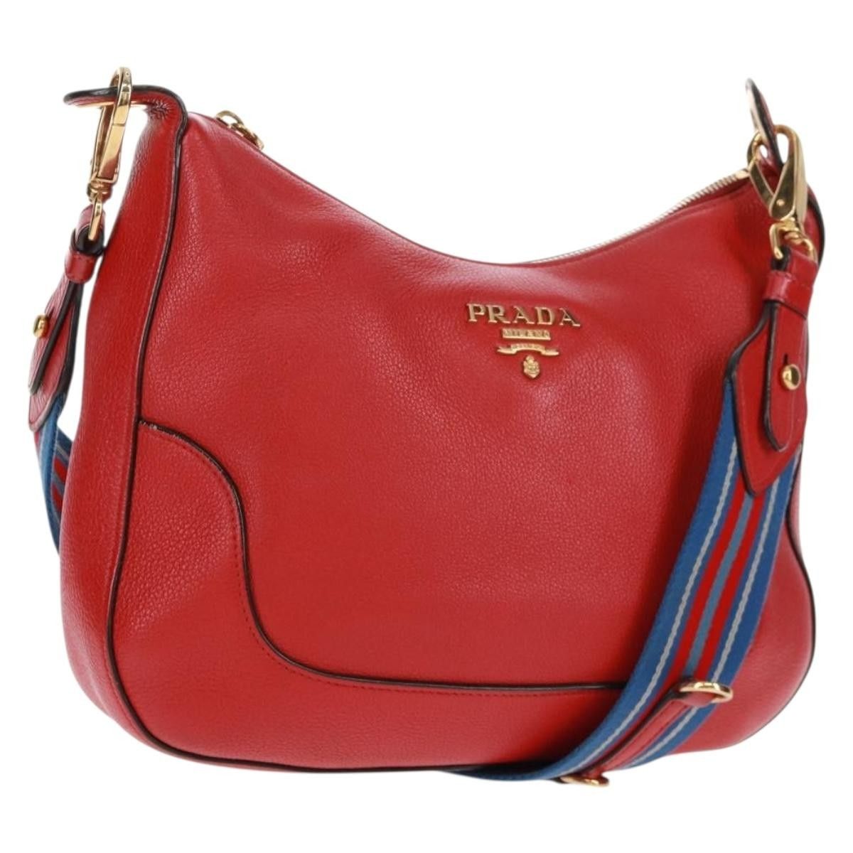 Prada Prada Striped Strap Zip Hobo Vitello Daino Size ONE SIZE - 1 Thumbnail
