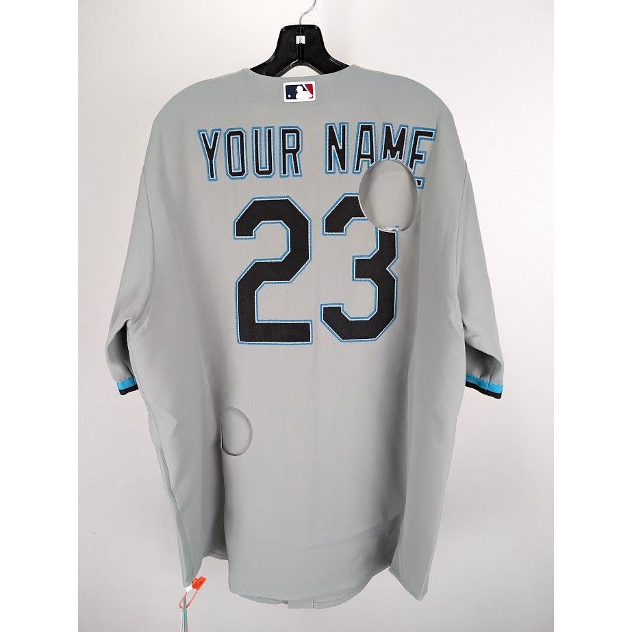Off-White o1rshd1 MLB-Miami Marlin Cheese Shirt in Grey/Black/Blue Size US M / EU 48-50 / 2 - 11 Thumbnail