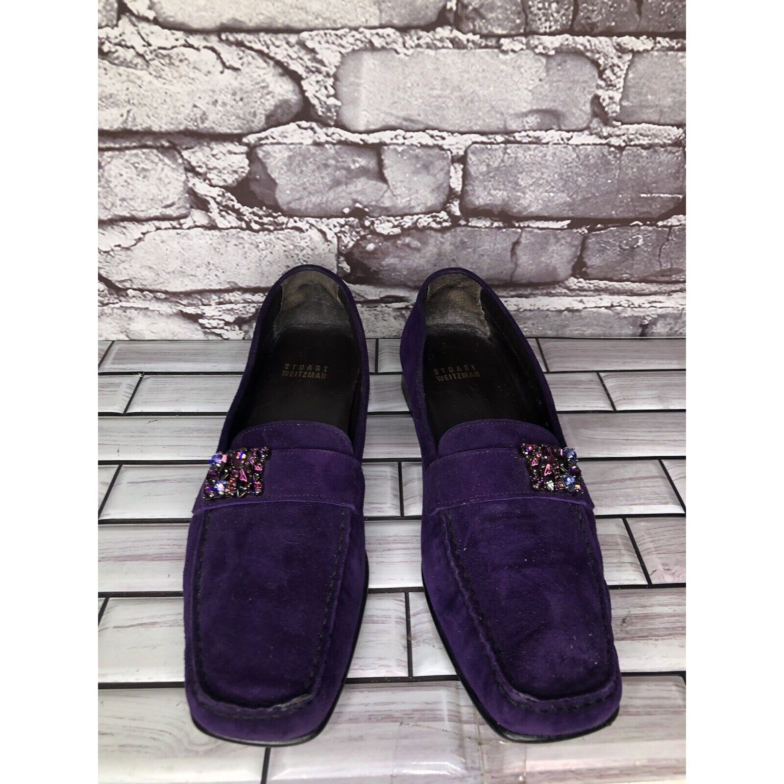 Stuart Weitzman Stuart Weitzman Purple Suede Leather Rhinestone Pump Shoes W Size US 8.5 / IT 38.5 - 17 Thumbnail