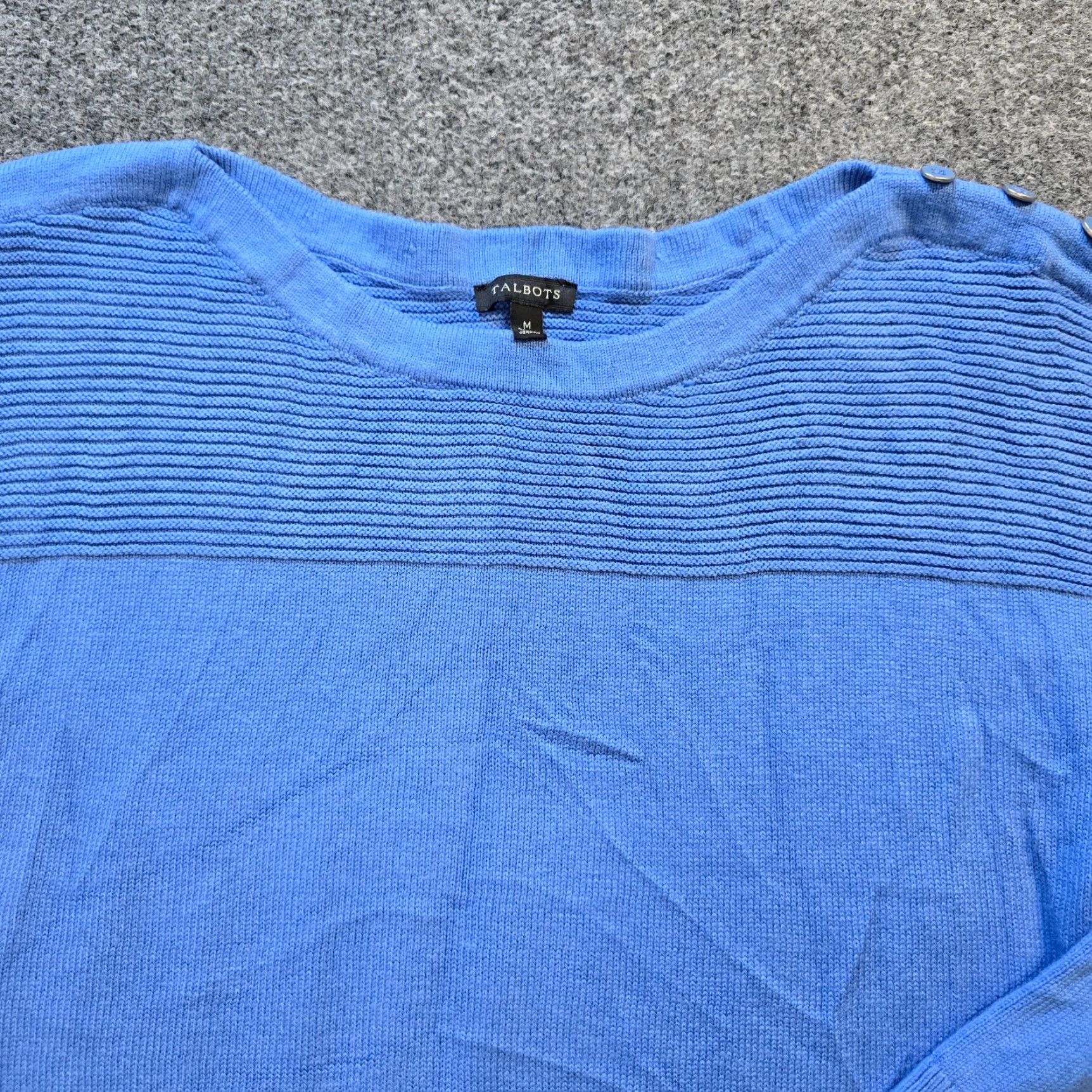 Talbots Talbots Sweater Womens Medium Blue Ribbed Knit Round Neck Long Sleeve Casual Mens? Size M / US 6-8 / IT 42-44 - 2 Thumbnail