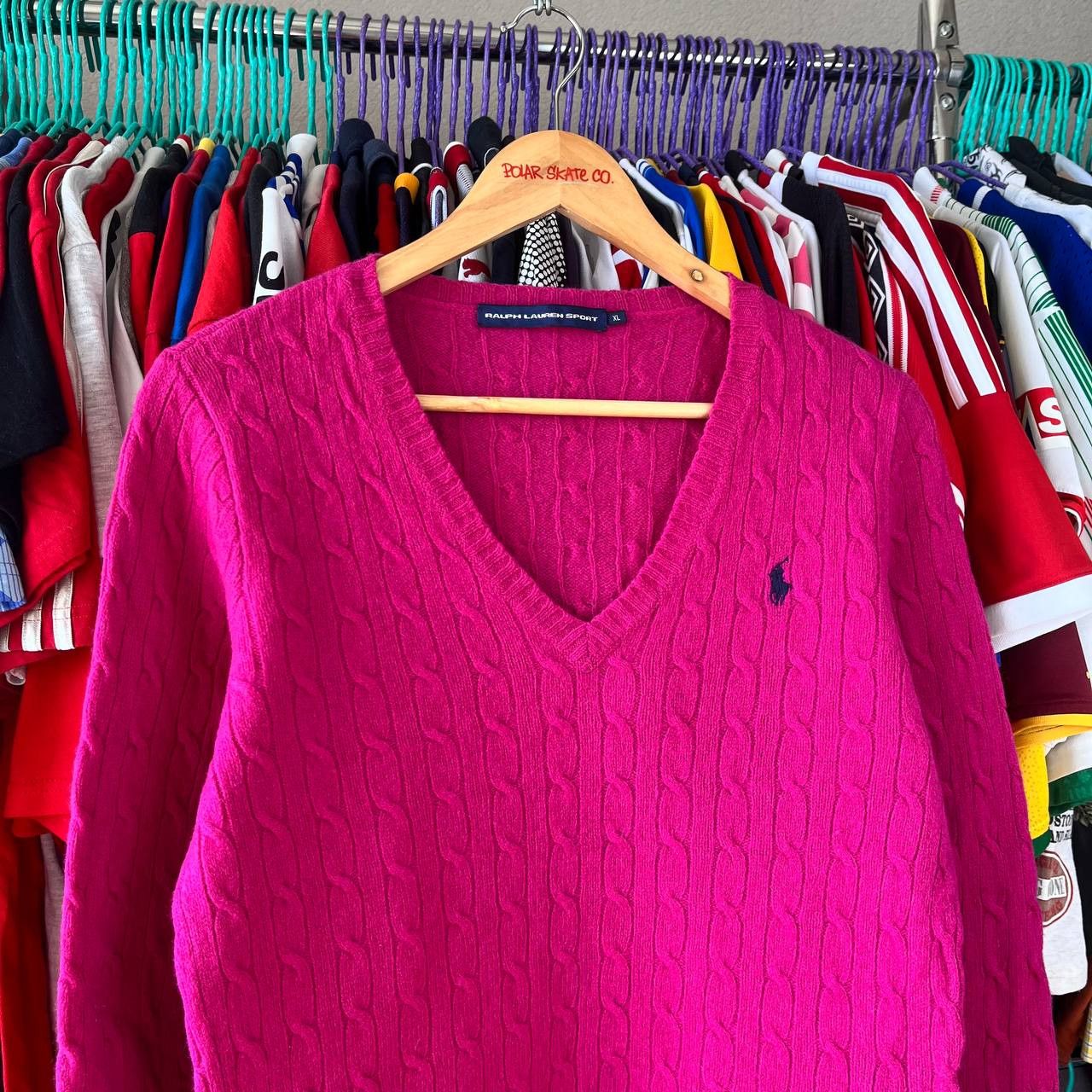 Ralph Lauren Sport Vintage Ralph Lauren Sport Cable-Knit Wool V-Neck Sweater Size M / US 6-8 / IT 42-44 - 1 Thumbnail