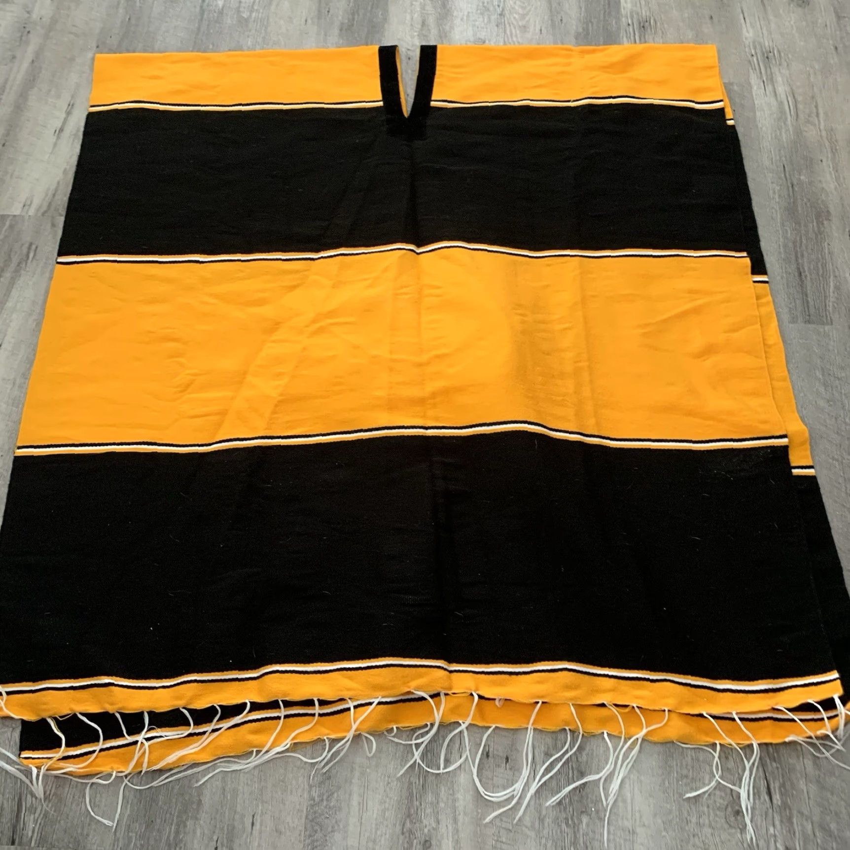 NFL NFL Steelers Poncho Pullover Shirt Men One Size Black Gold Fringe Multicolor Striped Long Casual All Seasons Embroidered Size US M / EU 48-50 / 2 - 5 Thumbnail