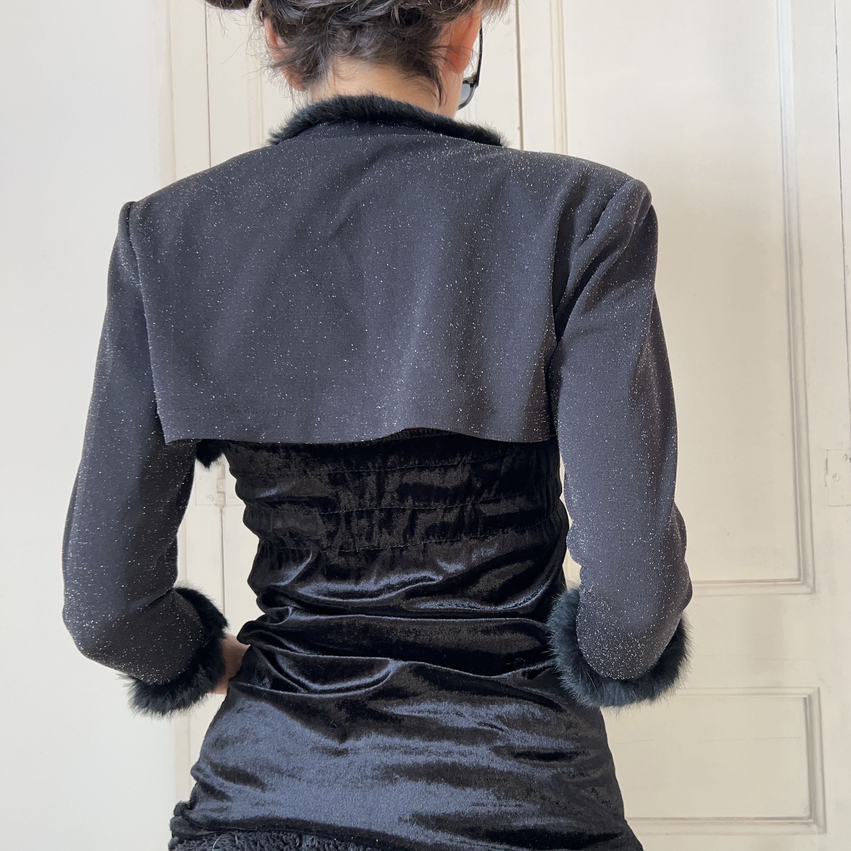 Vintage Vintage 90s Black Faux Fur Bolero Jacket Size S / US 4 / IT 40 - 2 Thumbnail