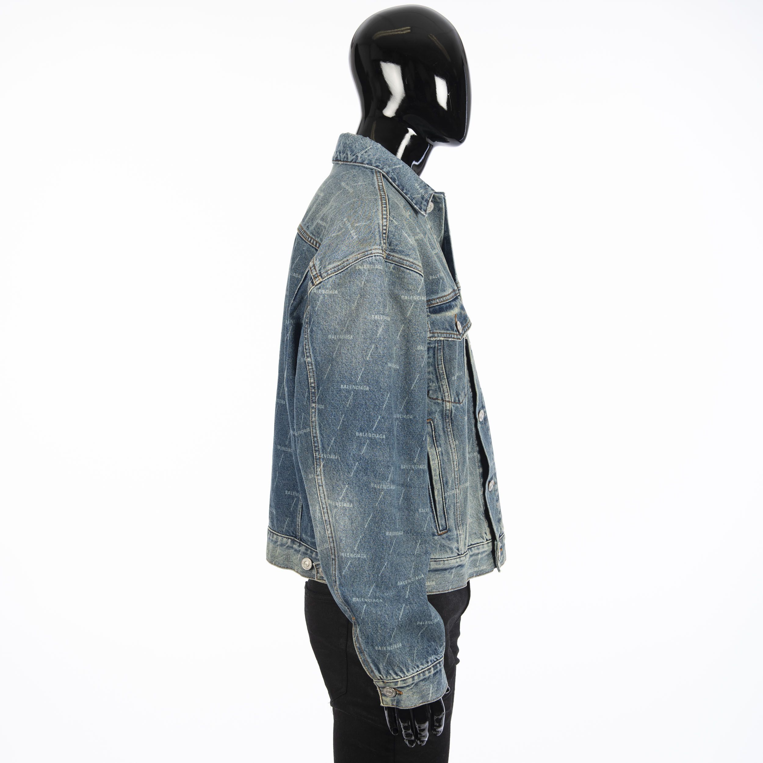 Balenciaga Large Fit Jacket In Stonewashed Blue Lasered Denim Size 50 Size US M / EU 48-50 / 2 - 8 Thumbnail