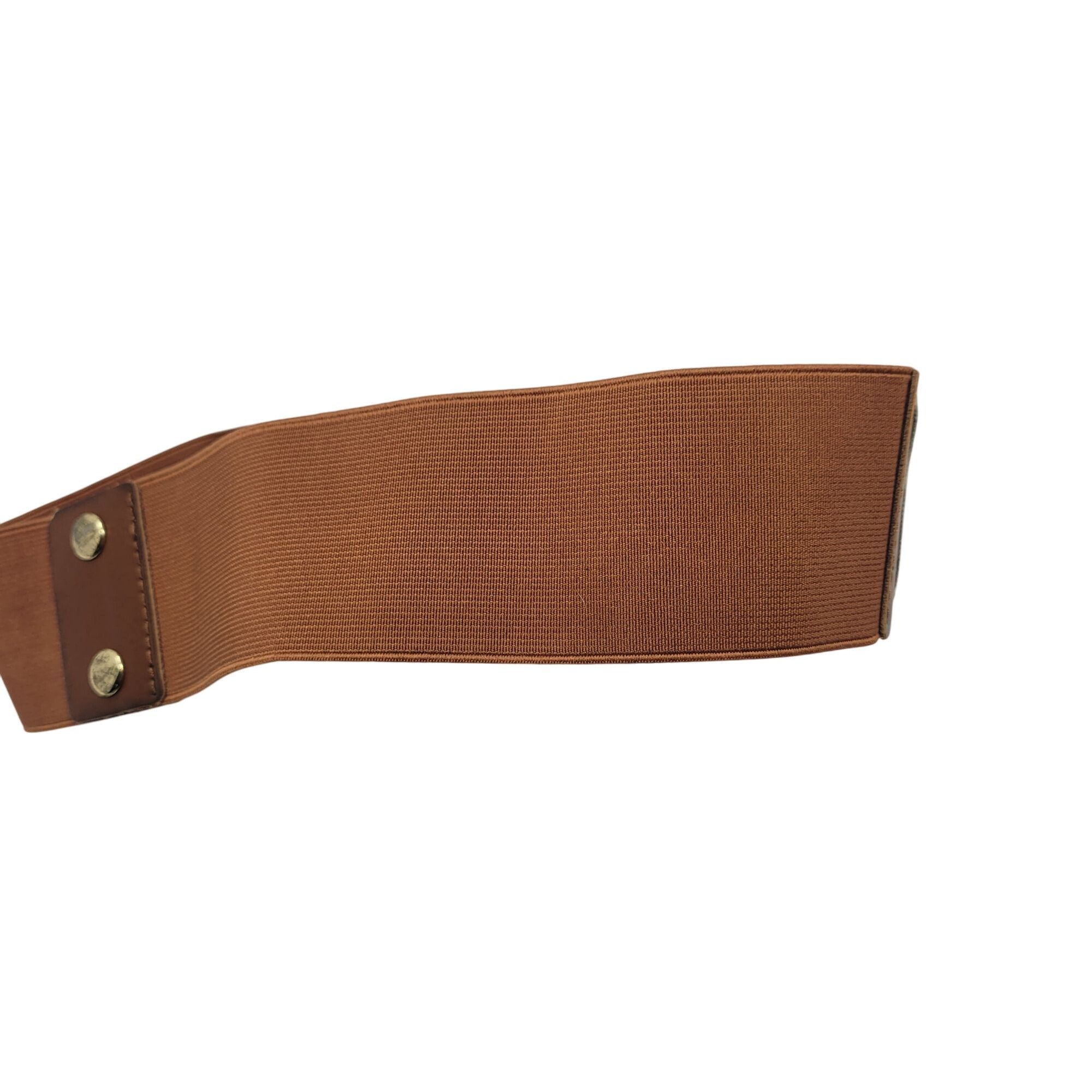 Express Vtg Express Western Wide Brown Leather Stretch Waist Belt Sz Size ONE SIZE - 5 Thumbnail