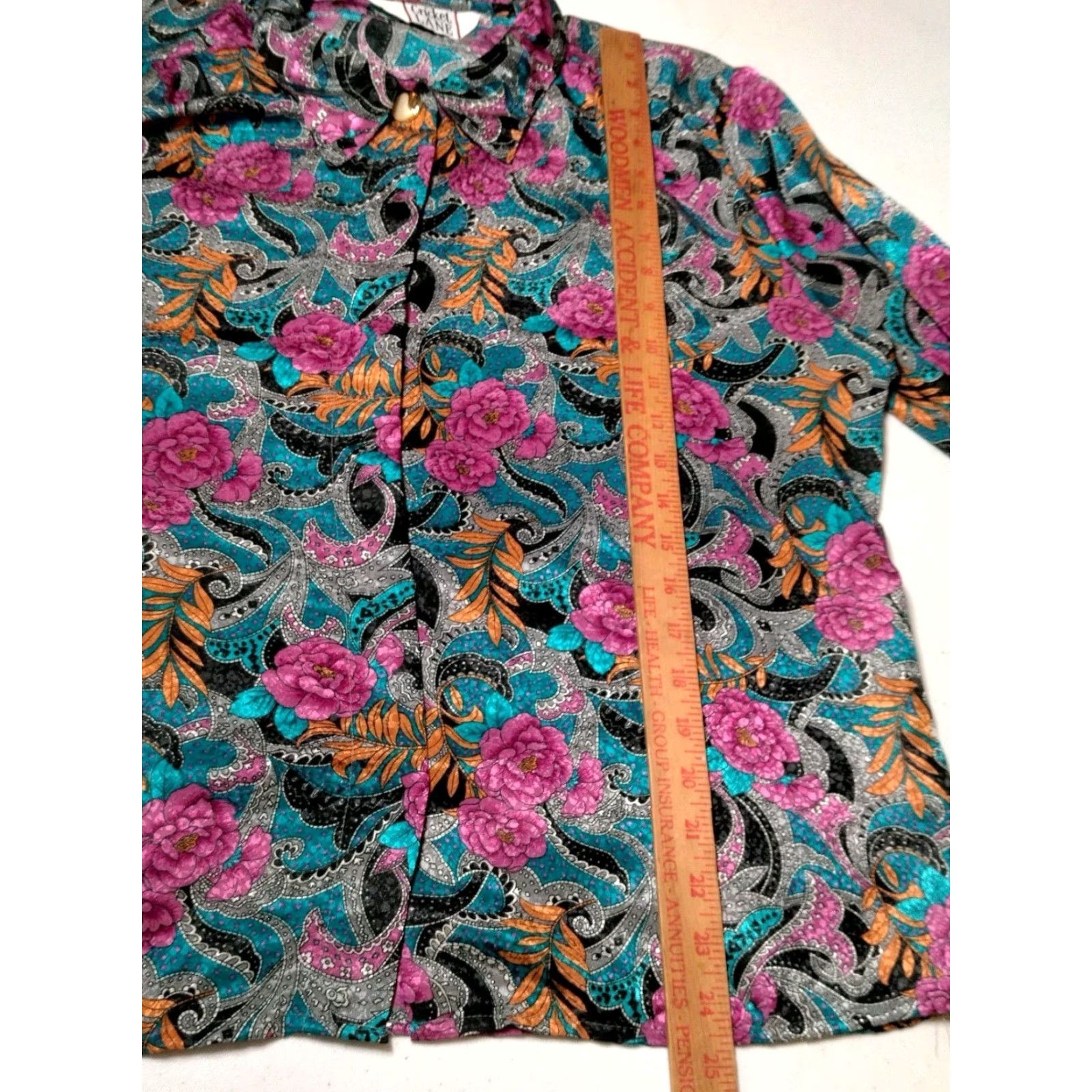 Vintage VINTAGE Cricket Lane Blouse Large Floral Satin Long Sleeve Grannycore Secretary Size L / US 10 / IT 46 - 6 Thumbnail