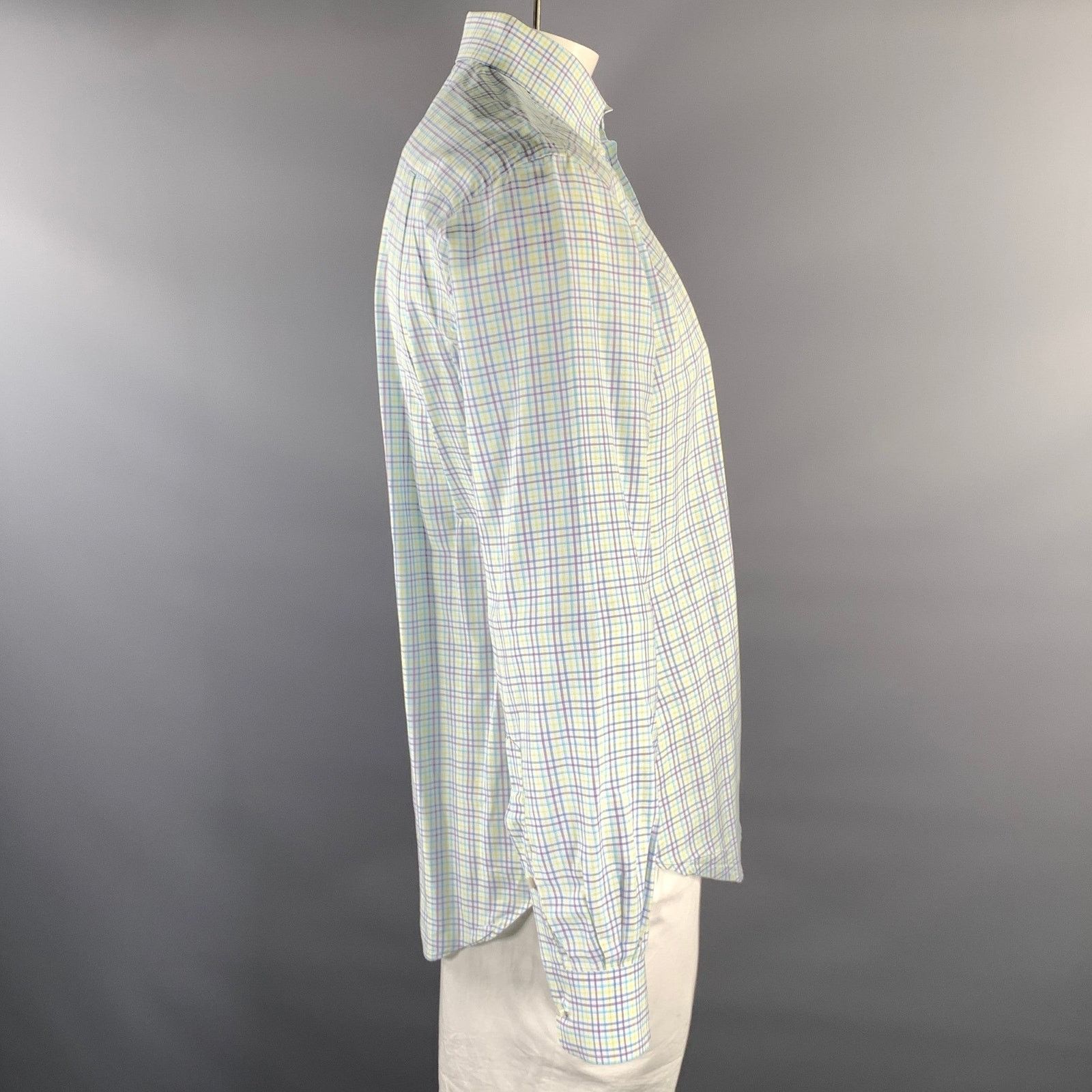 Loro Piana LORO PIANA White Purple Green Blue Plaid Long Sleeve Shirt Size US XL / EU 56 / 4 - 3 Thumbnail
