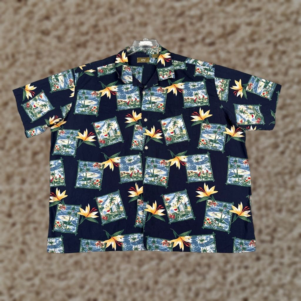 Vintage Natural Issue Shirt Men 3XL Floral Hawaiian Blue Cotton Button-Up Resort Luau Aloha Hawaiian Shirt Mens Size US XXL / EU 58 / 5 - 1 Thumbnail