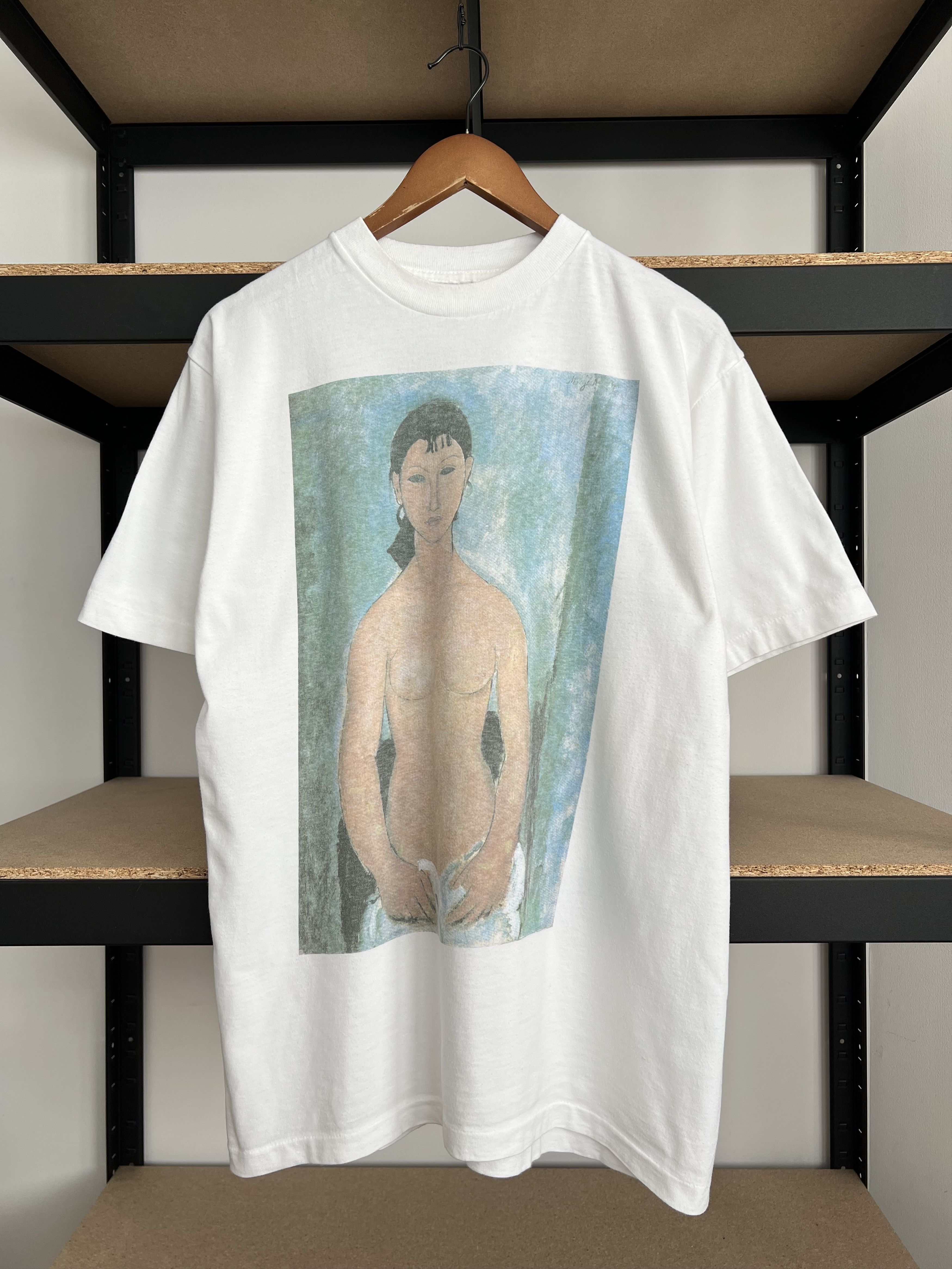 Arts & Science Vintage 90s Amedeo Modigliani Elvira 1918 Art T-shirt Size US L / EU 52-54 / 3 - 1 Thumbnail