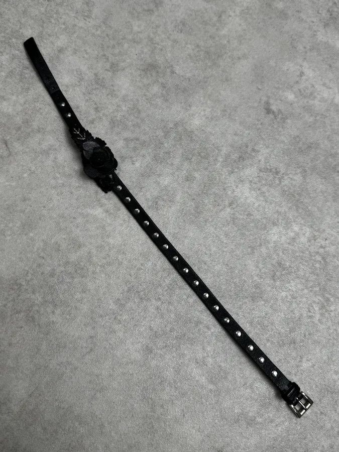 Prada Prada Black Floral Studded Leather Bracelet Size ONE SIZE - 8 Thumbnail