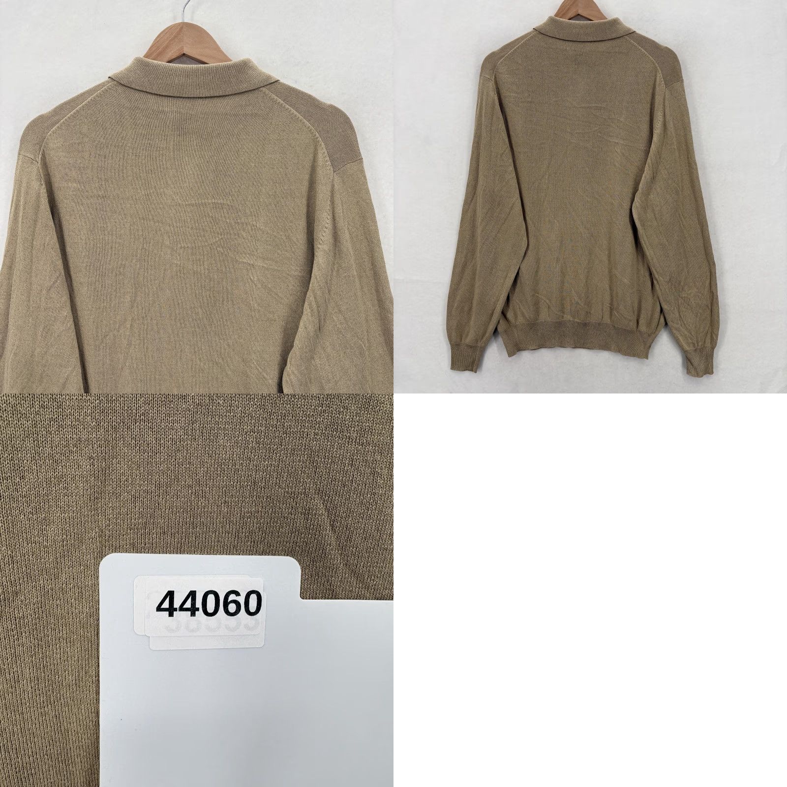Jos. A. Bank Jos A Bank Sweater Mens Medium Tan 100% Silk Long Sleeve Polo Pullover Knit Size US M / EU 48-50 / 2 - 8 Thumbnail