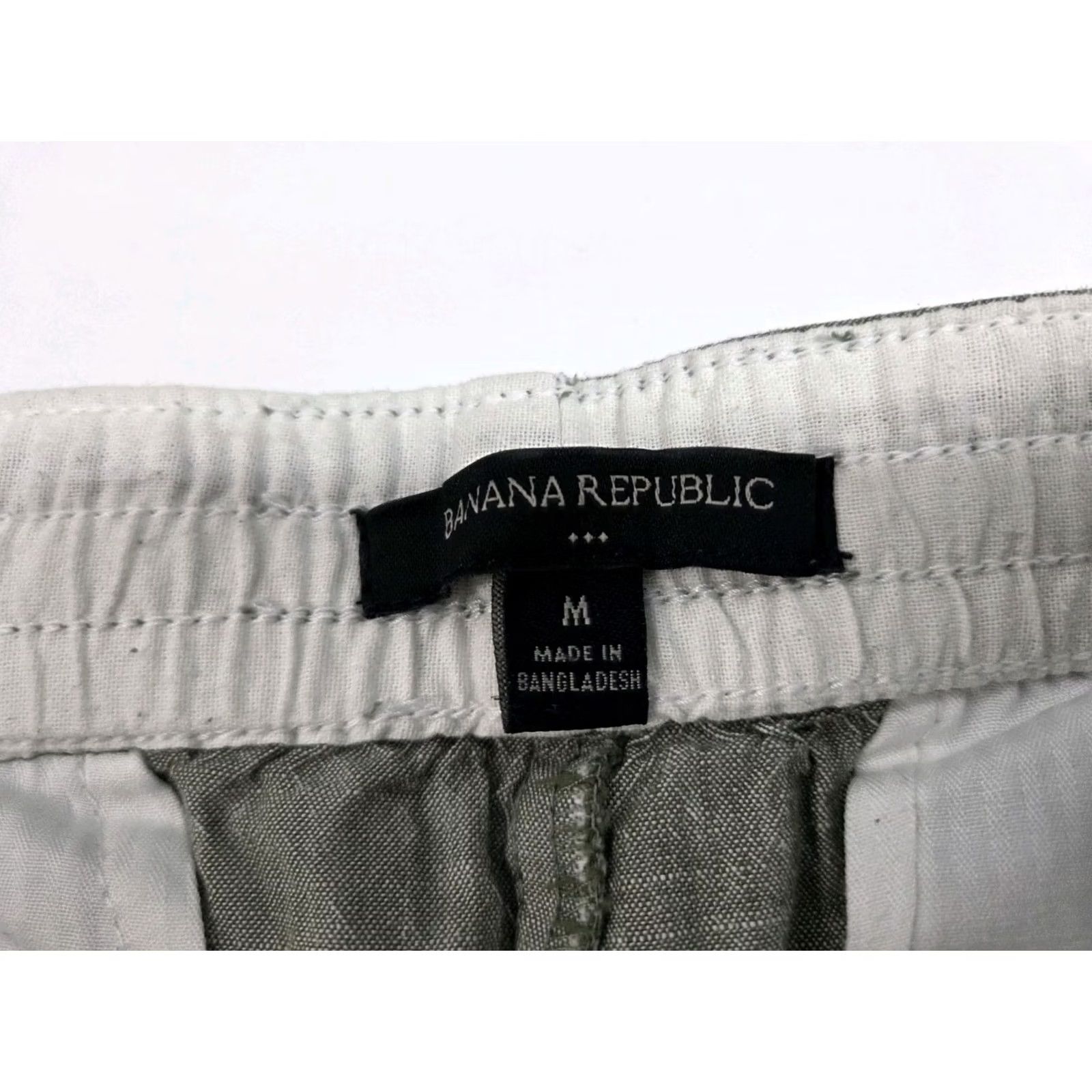 Banana Republic Banana Republic Mens Chino Cotton Casual Shorts Size 33 Green Solid Flat Front Elastic Drawstring 8in Inseam Reg Men Size US 33 - 4 Thumbnail
