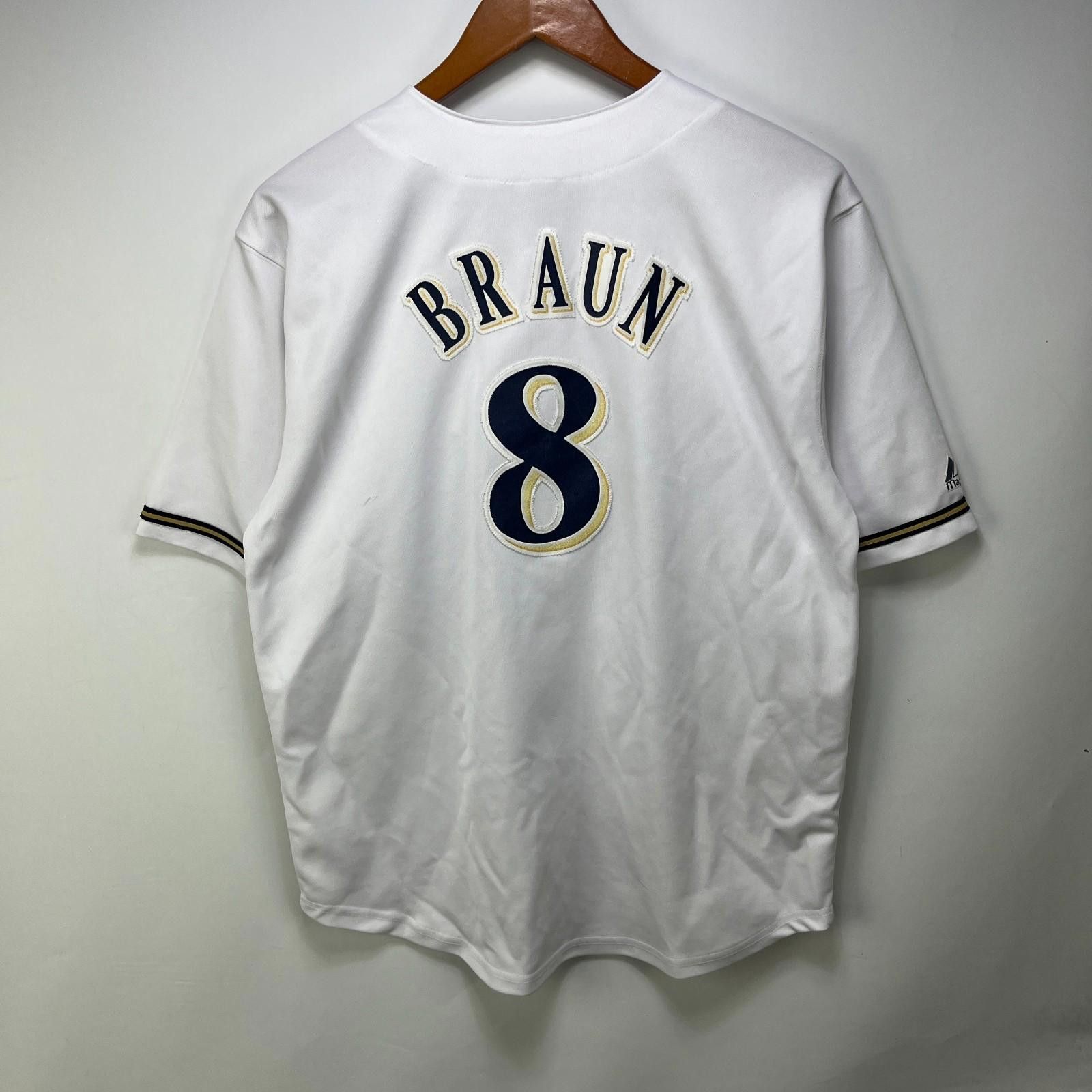 Majestic Vintage Milwaukee Brewers Baseball Jersey Medium Ryan Braun Size ONE SIZE - 6 Thumbnail