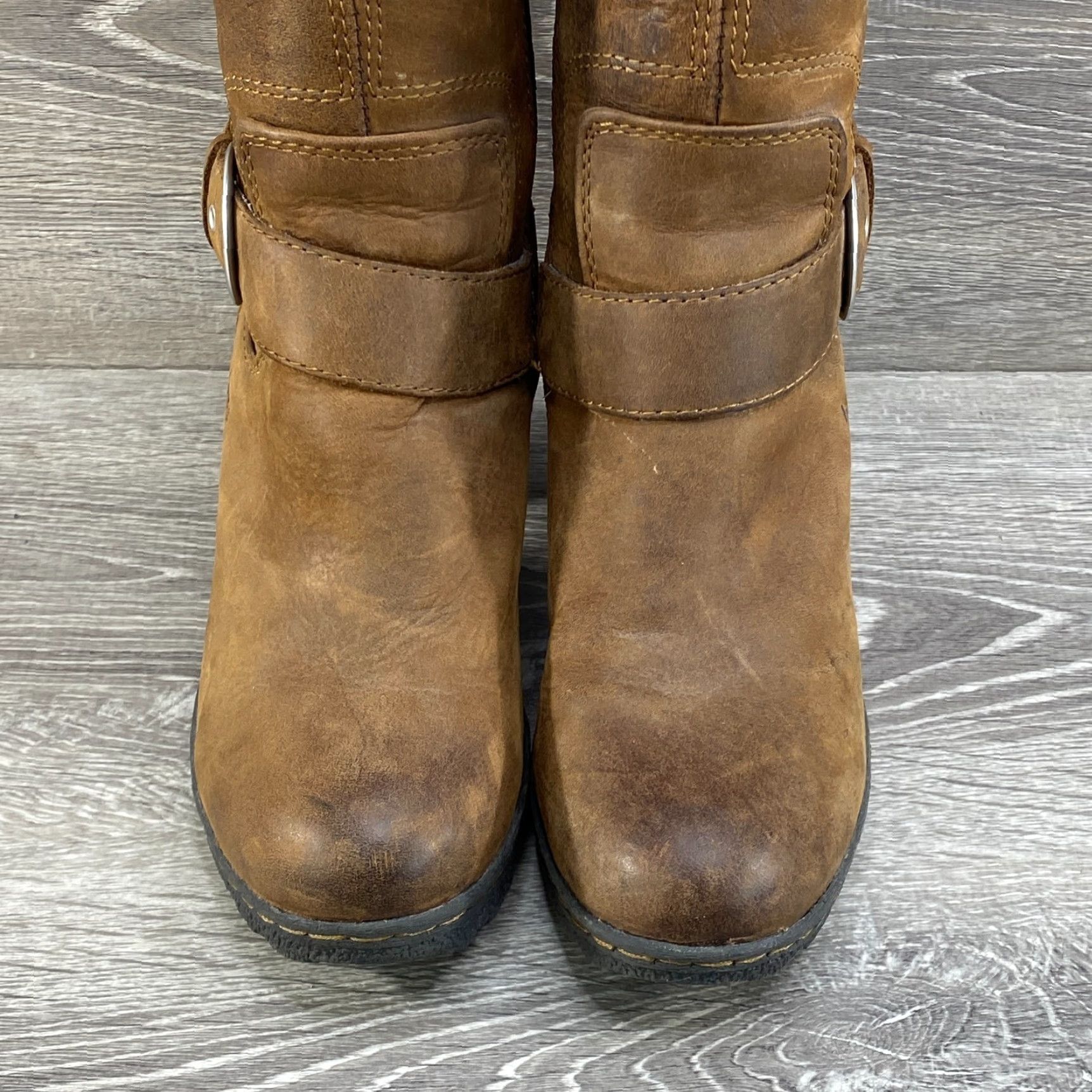 Born Born BOC Womens Boots Riding Brown Leather Tall Zip Buckle Heel 6.5 Size US 7 / IT 37 - 5 Thumbnail