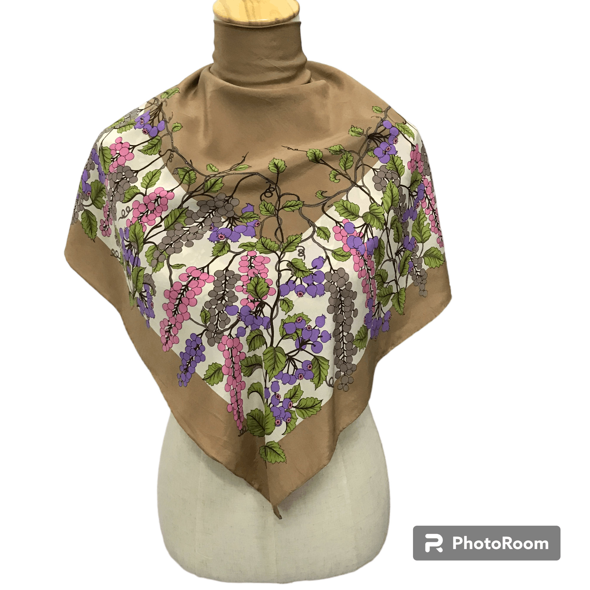 Vintage Grape Vines Silk Scarf M144