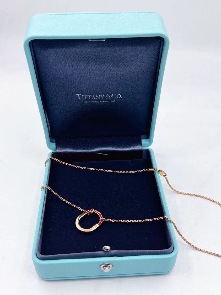 Tiffany & Co. Tiffany Lock Rose Gold Ruby Necklace Size ONE SIZE - 1 Thumbnail