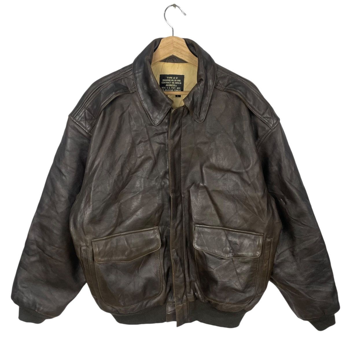 Avirex 💥 TYPE A-2 AVIREX JACKET HANDDRAW LEATHER BOMBER Size US L / EU 52-54 / 3 - 8 Thumbnail